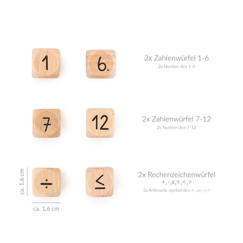 ABC - Holz Lernspiel, 6er Set Zahlenwürfel ABC - Holz Lernspiel, 6er Set Zahlenwürfel