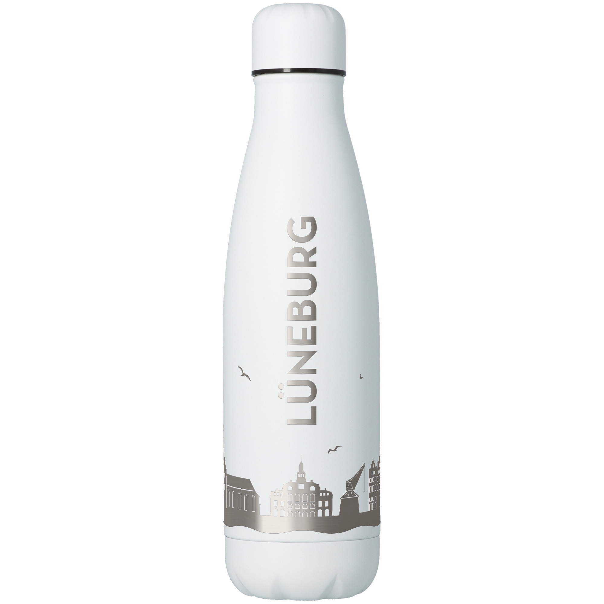Trinkflasche Skyline Lüneburg Weiß 500ml Flasche, Wasserflasche, Shaker