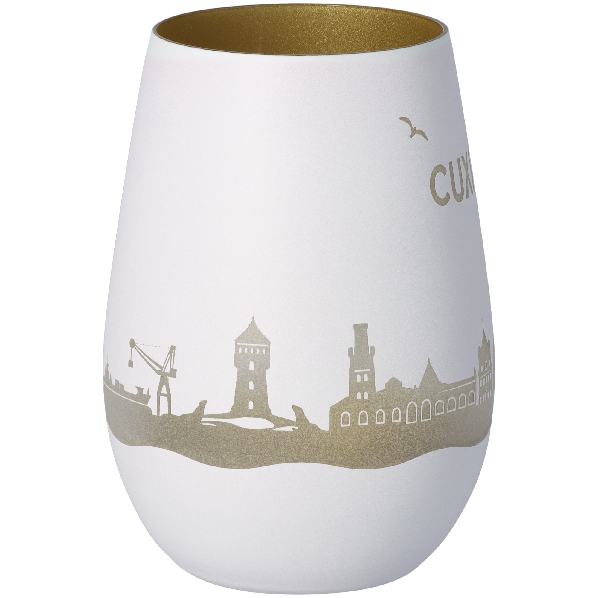 Windlicht Skyline Cuxhaven Weiß/Gold Windlicht Skyline Cuxhaven Weiß/Gold