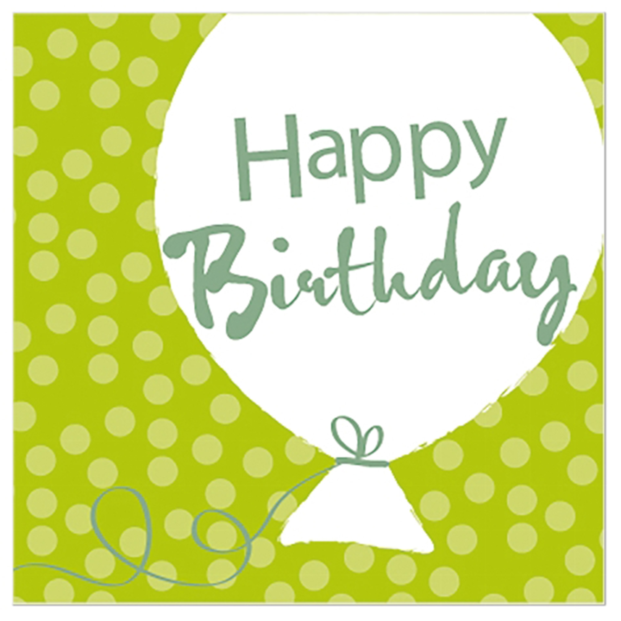 20 Cocktailservietten "Happy Birthday Ballon" Grün Muster, Briefumschlag, Grußkarte, Post