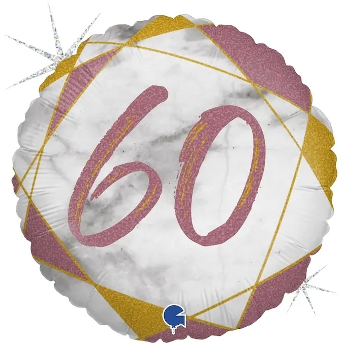 Folienballon "60" Roségold, marmoriert 46 cm