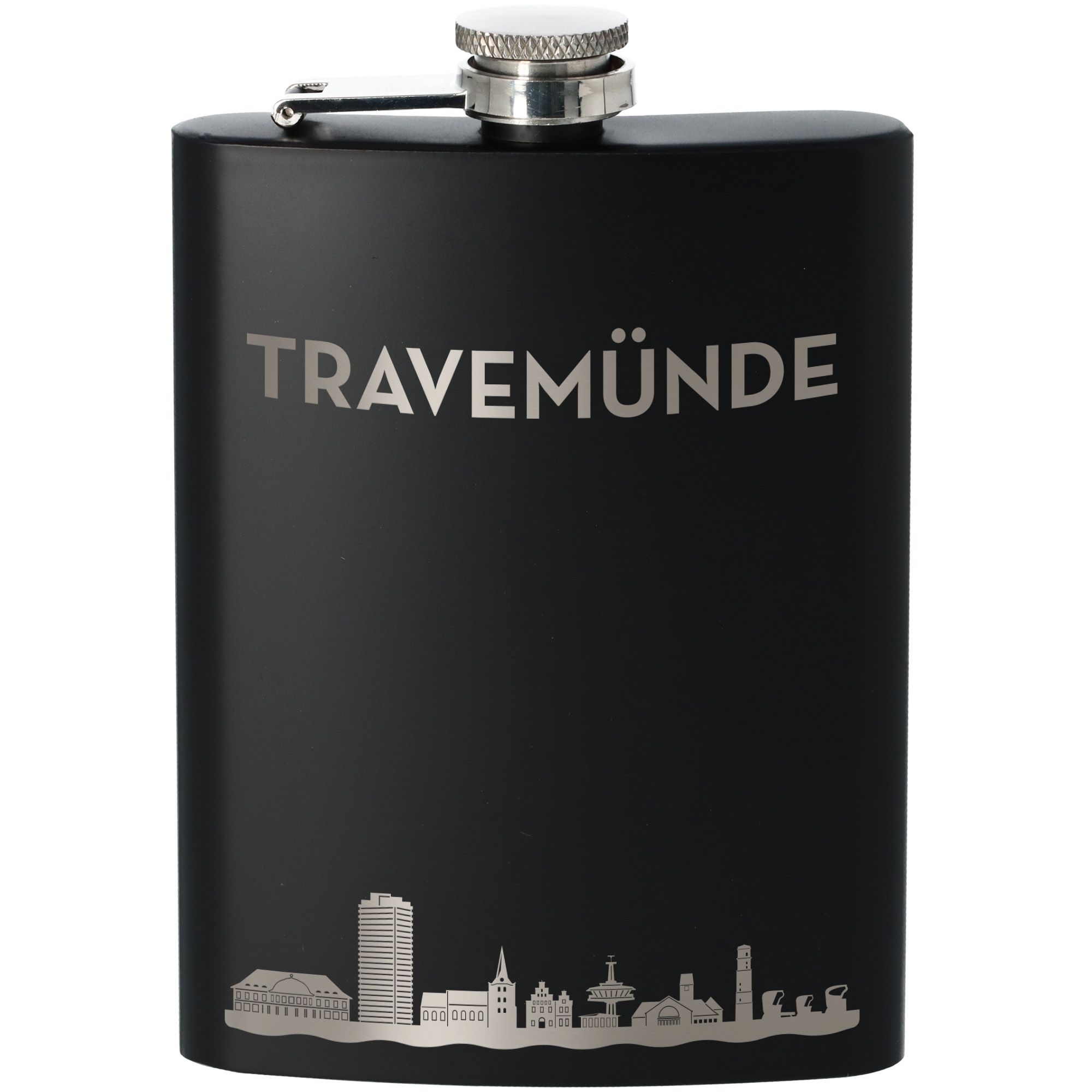 Flachmann Skyline Travemünde Schwarz 225ml Flasche, Rasierwasser