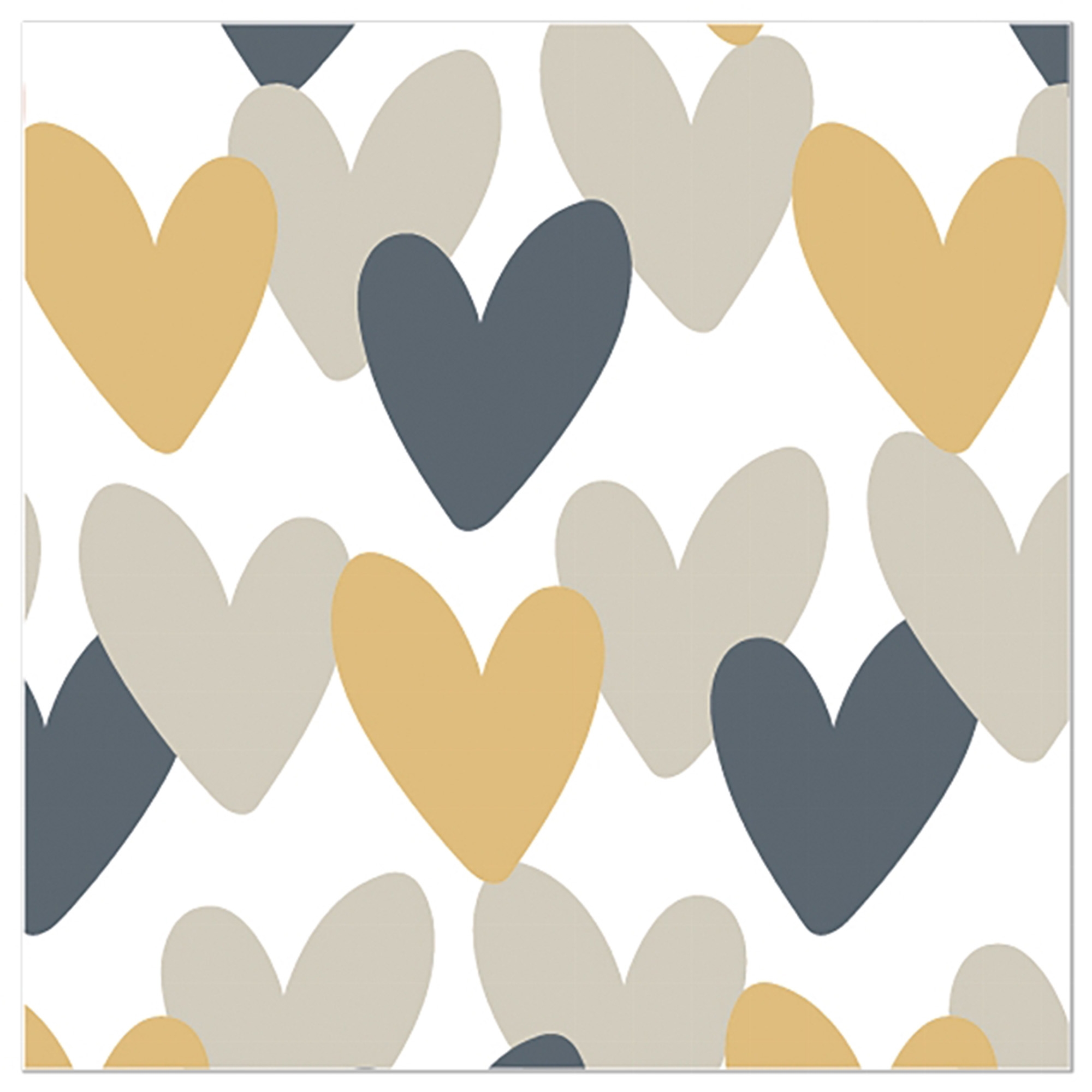 20 Servietten "Herzen" Creme/Anthrazit