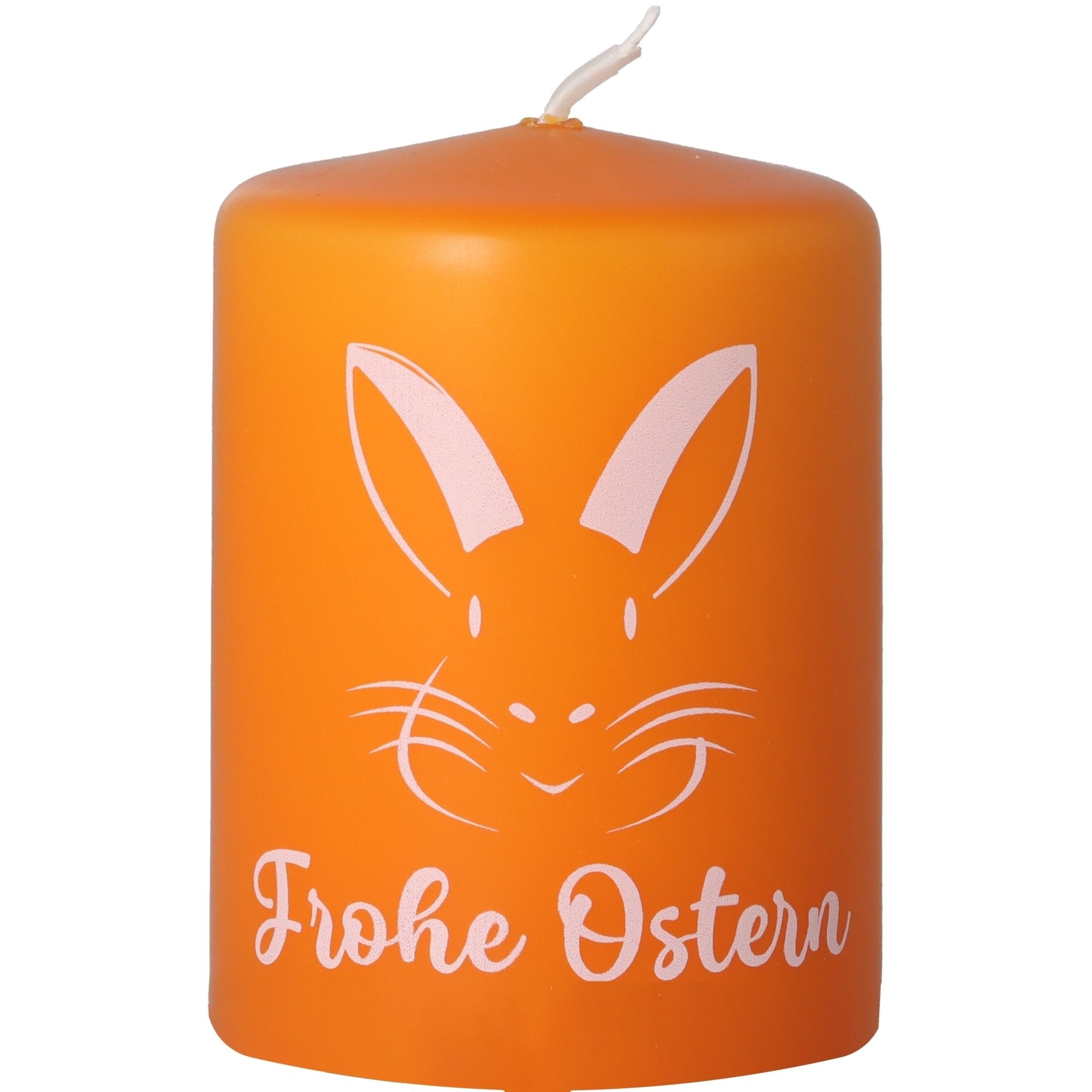 Stumpenkerze Orange "Frohe Ostern" Kerze