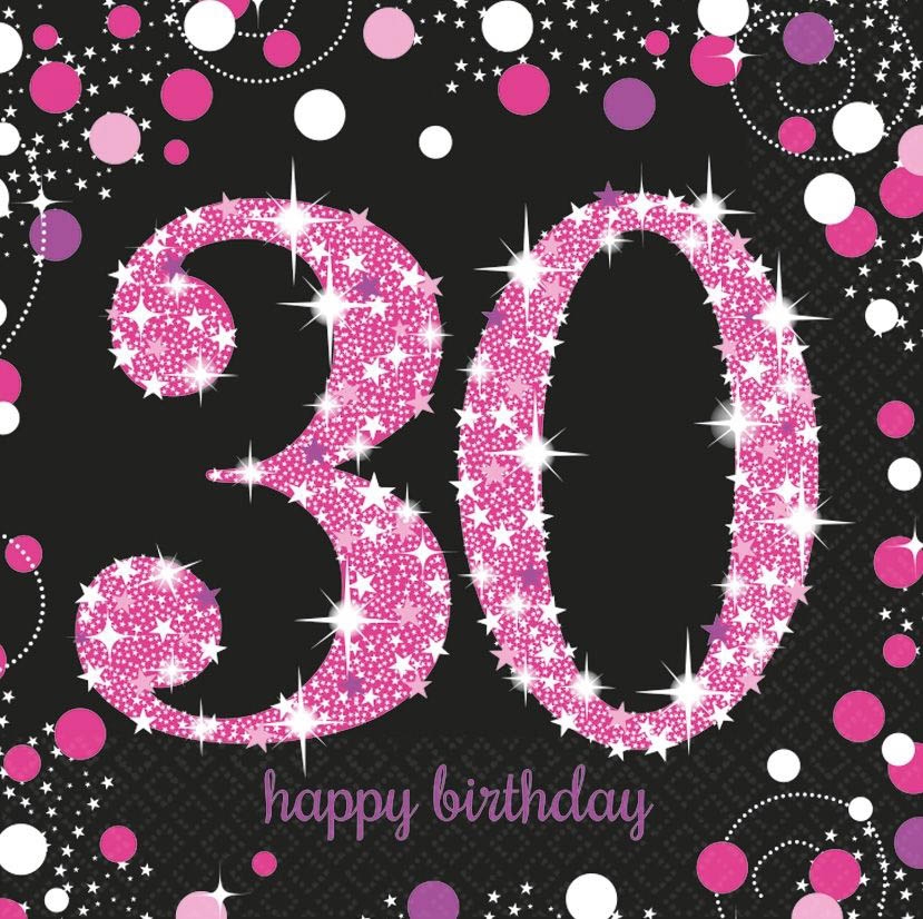Sparkling Celebration Pink - 30. Geburtstag 16 Servietten