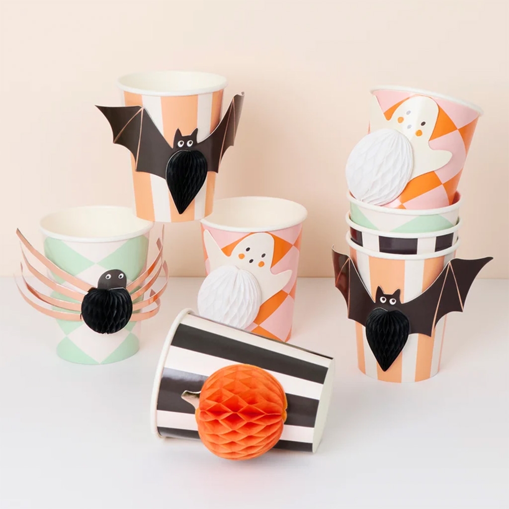 Papperbecher, Halloween, Ornamente, Bat, Deko-Set