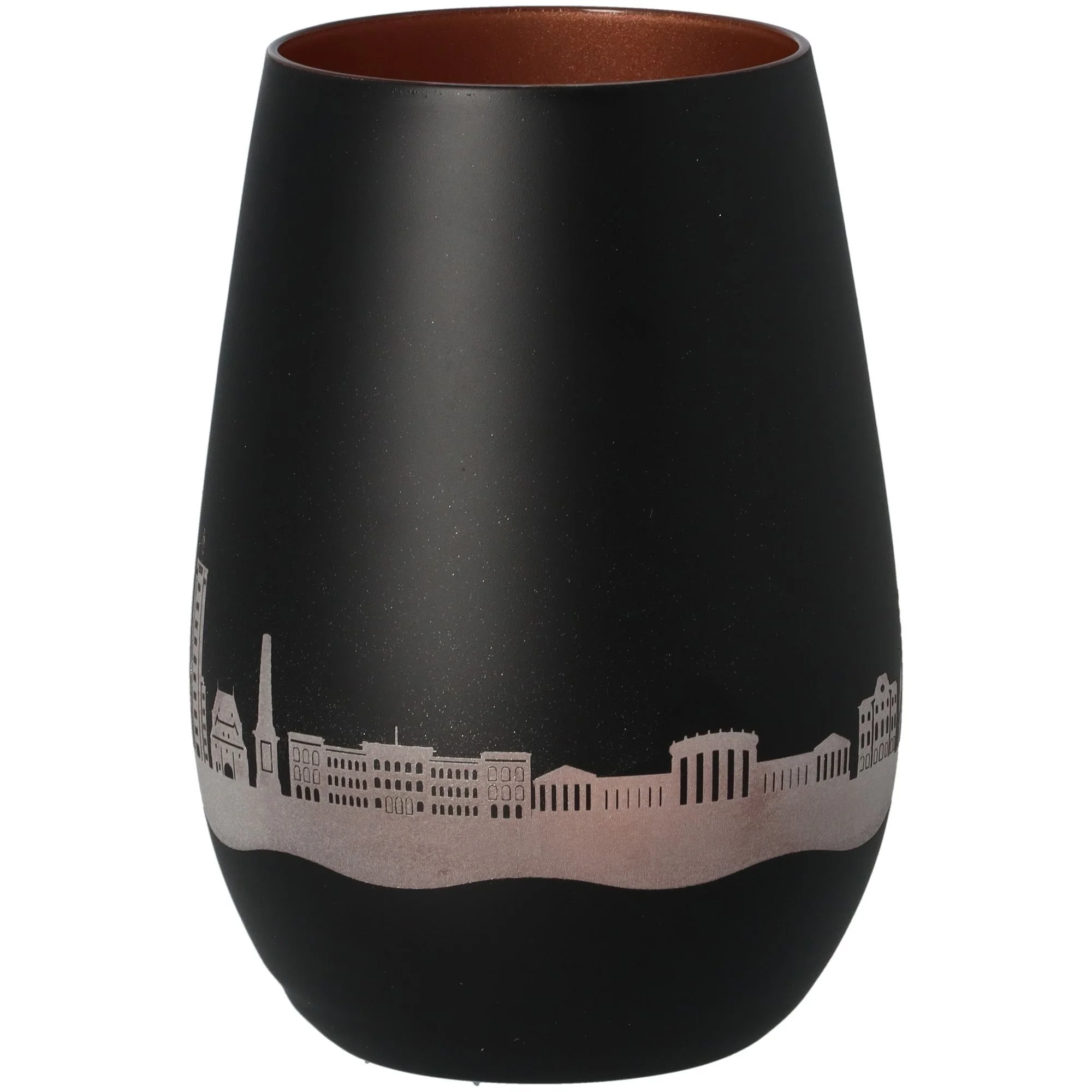 Vase, Schwarz, Stadtansicht, Matt, Kegelform