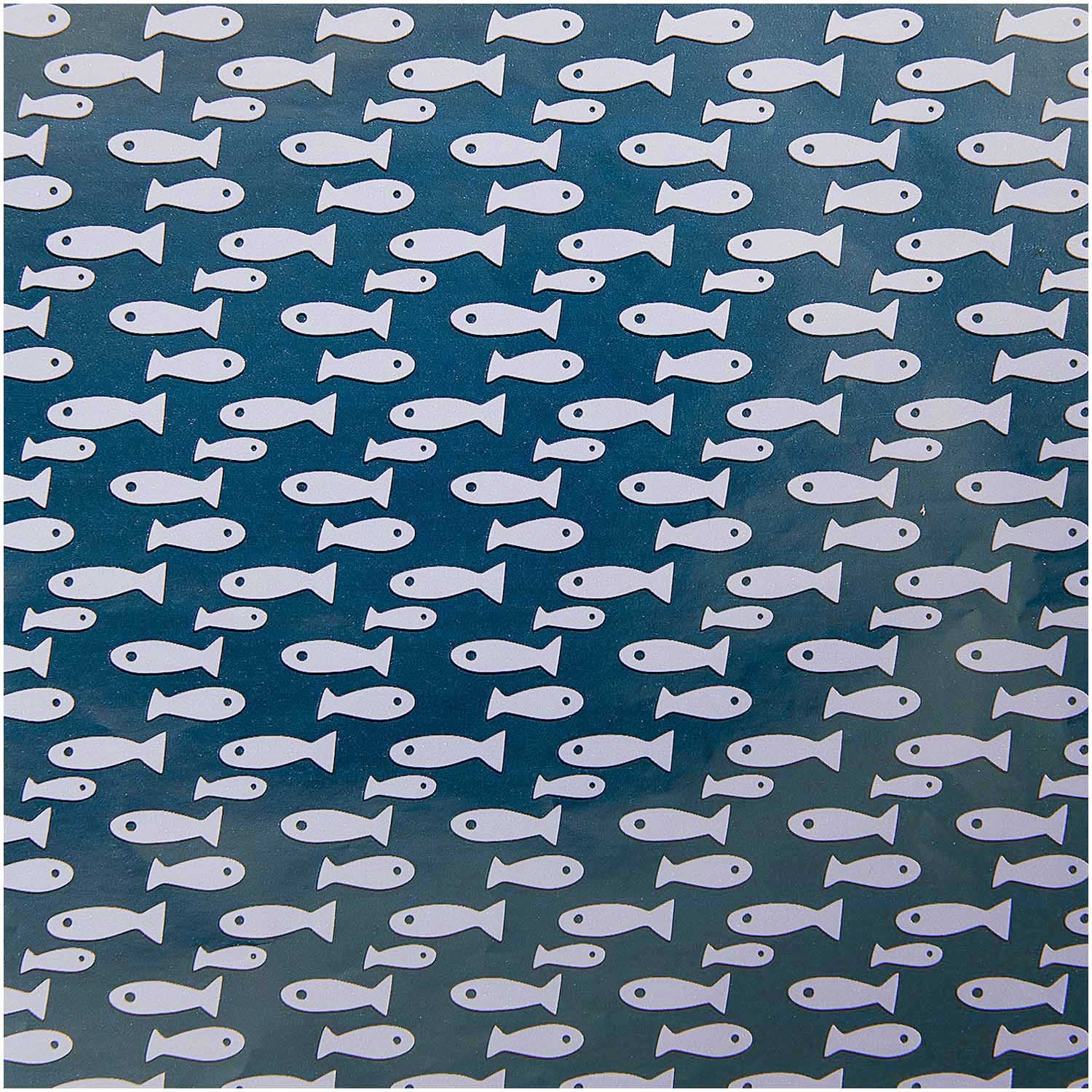 Geschenkpapier auf Rolle, "Fische" dunkelblau/hellblau 2m