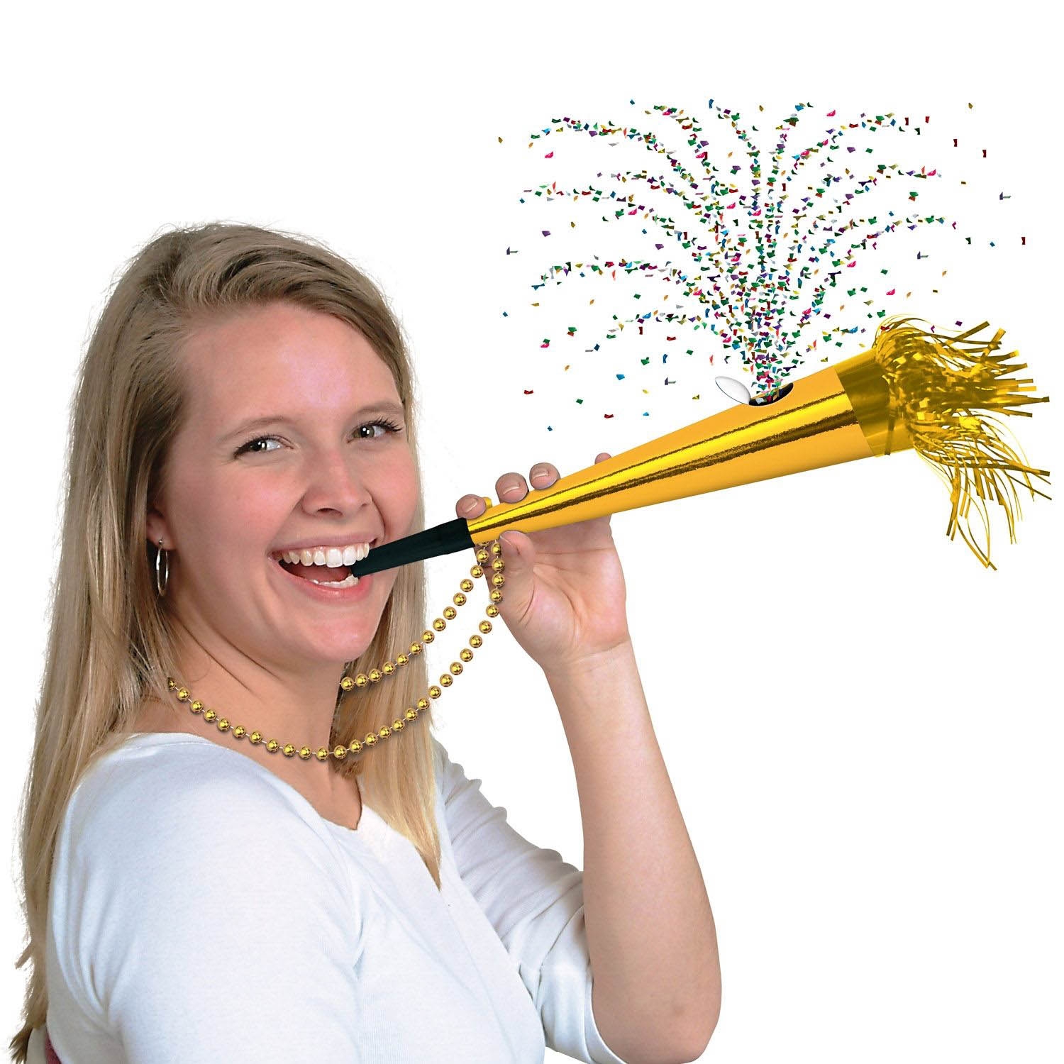 Konfetti Horn mit Kette Gold Konfetti Horn mit Kette Gold