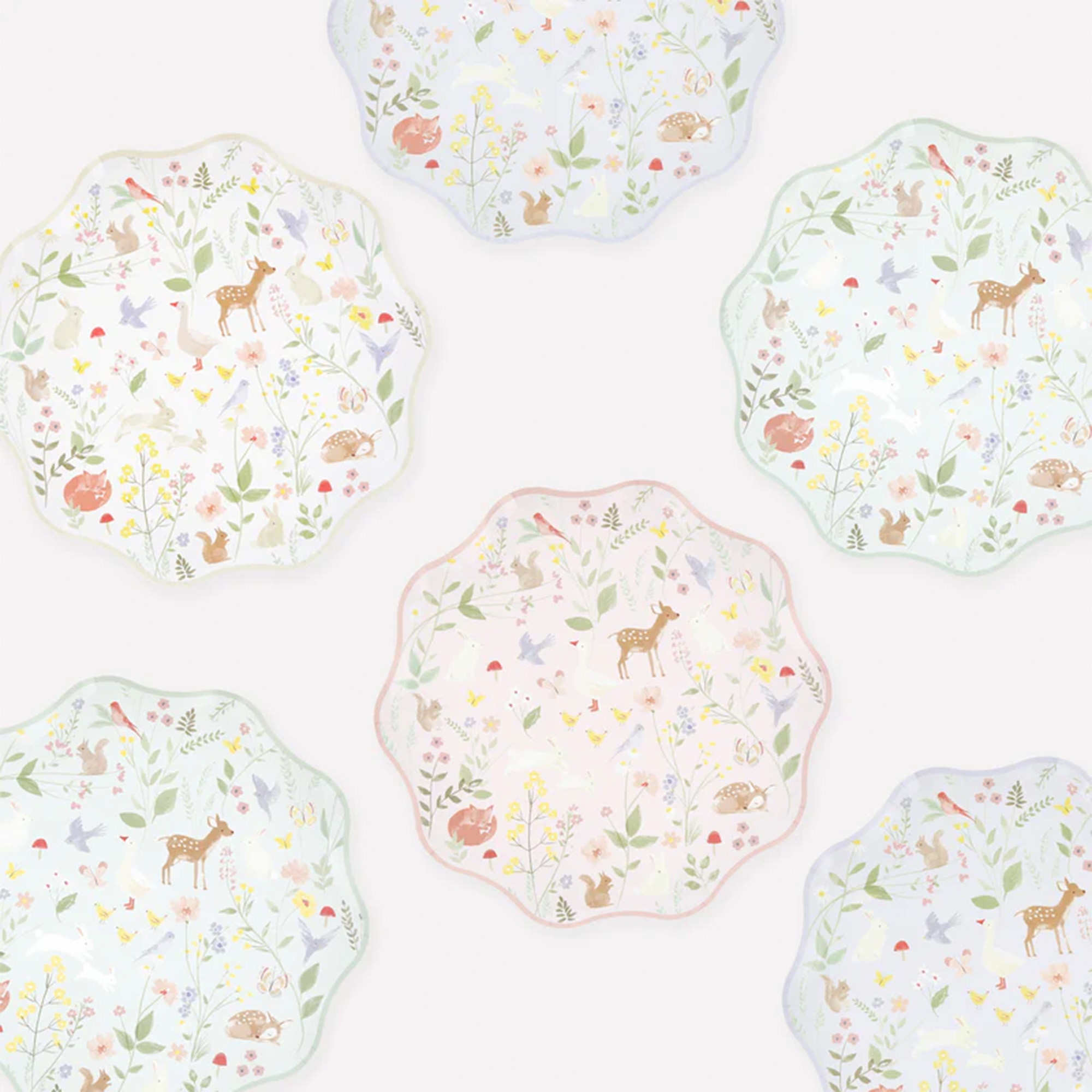 platte, deko, wildtiere, blumenmuster, pastell