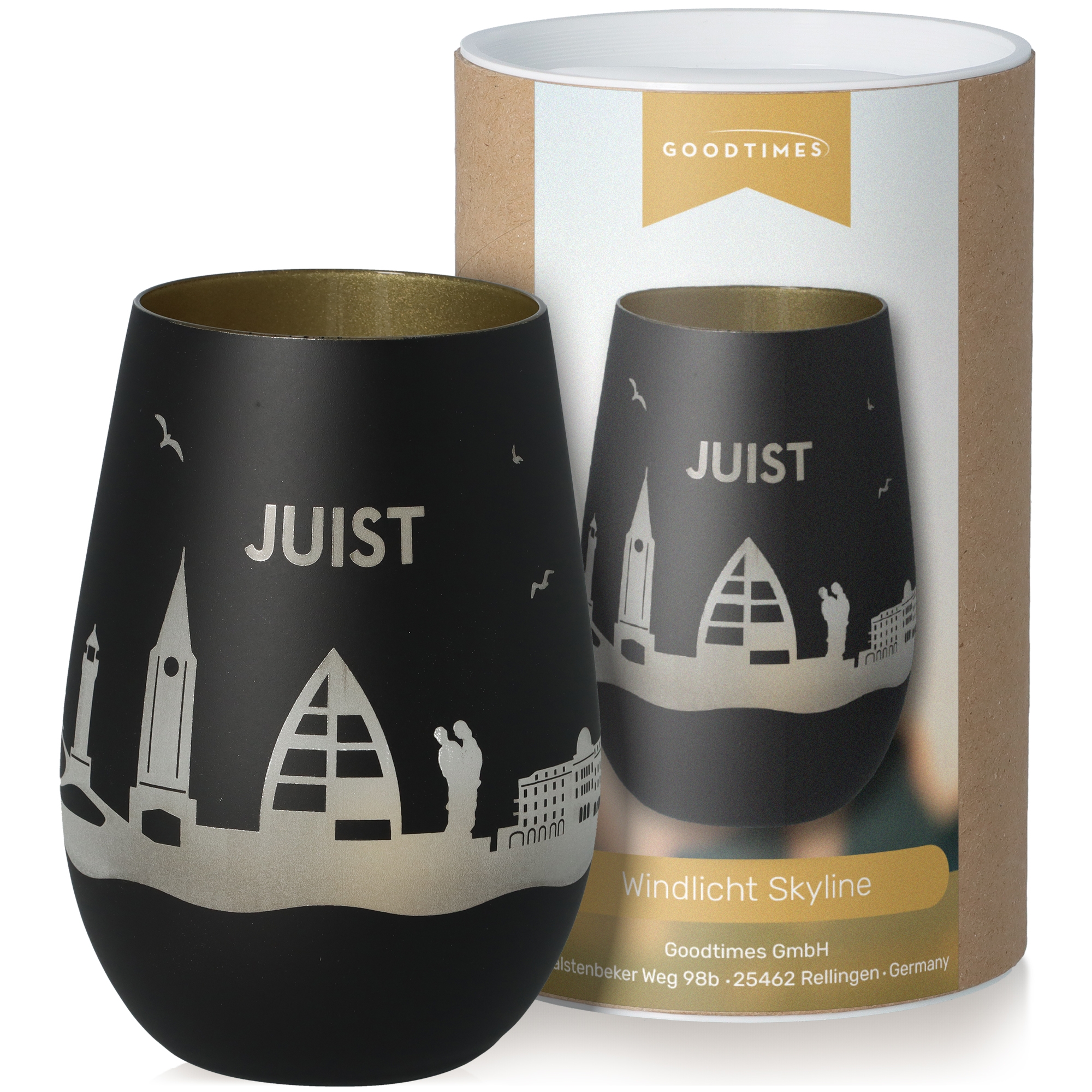 Windlicht Skyline Juist Schwarz/Gold Windlicht Skyline Juist Schwarz/Gold