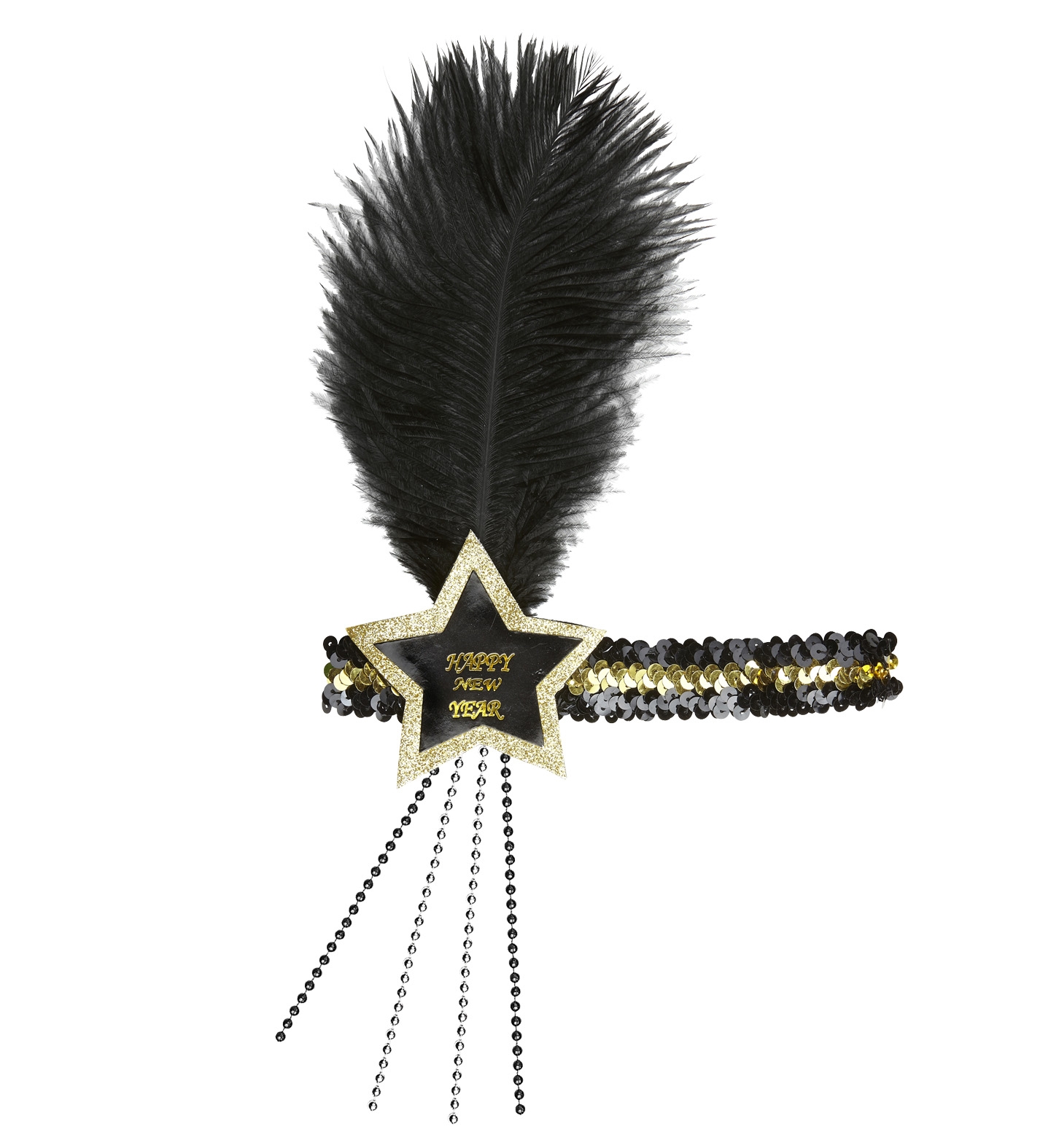 Silvester - Gold-Schwarzes Haarband mit Stern Happy New Year Silvester - Gold-Schwarzes Haarband mit Stern Happy New Year