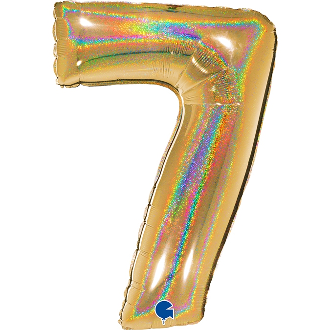Folienballon Zahl 7 Gold Holographic 100cm Folienballon Zahl 7 Gold Holographic 100cm