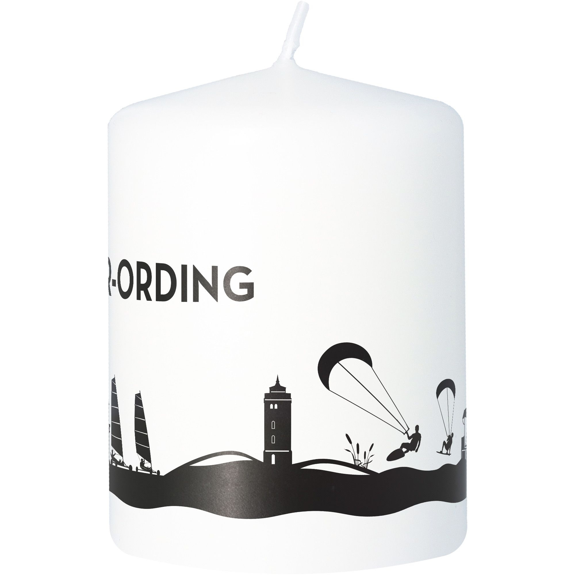 Stumpenkerze Skyline St. Peter-Ording Weiß Stumpenkerze Skyline St. Peter-Ording Weiß