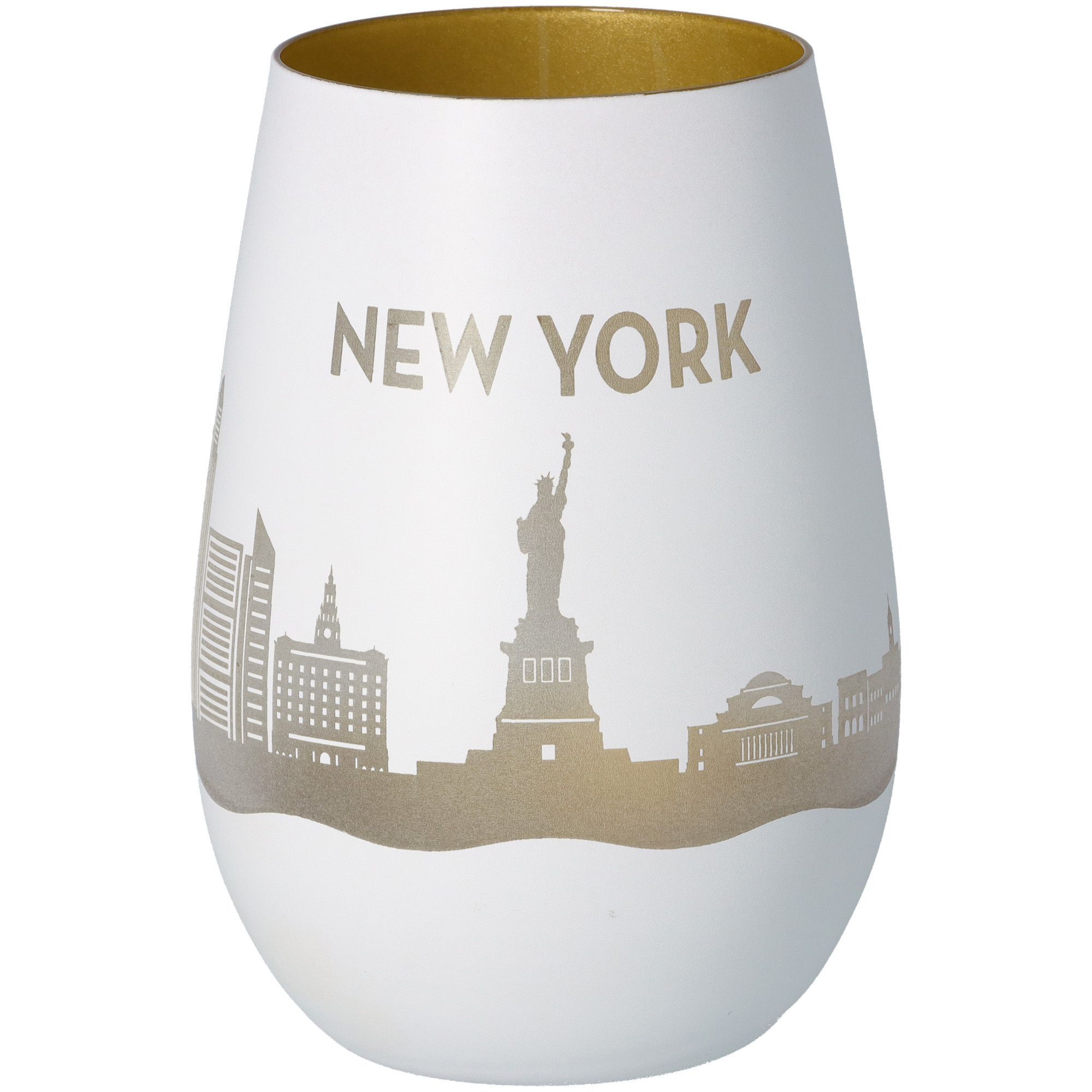 Windlicht Skyline New York Weiß/Gold Windlicht Skyline New York Weiß/Gold