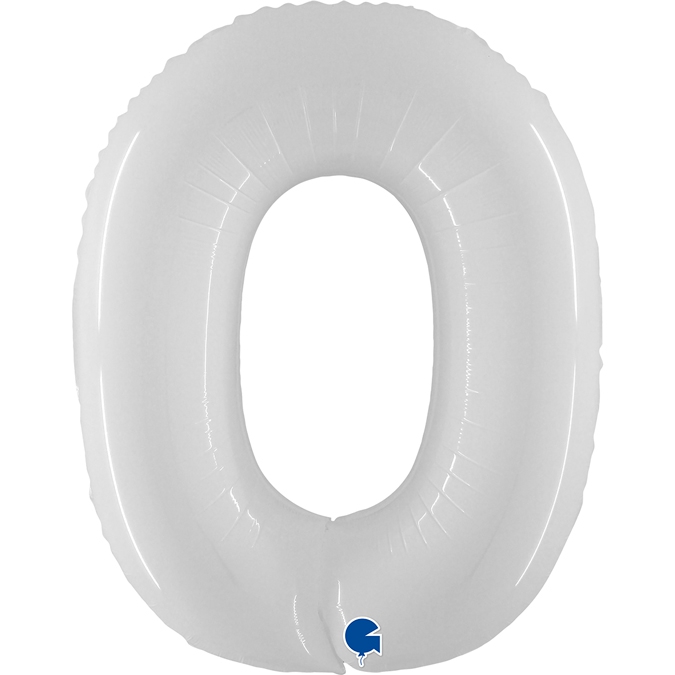 Folienballon Zahl 0 Shiny White 100cm/40" Folienballon Zahl 0 Shiny White 100cm/40"