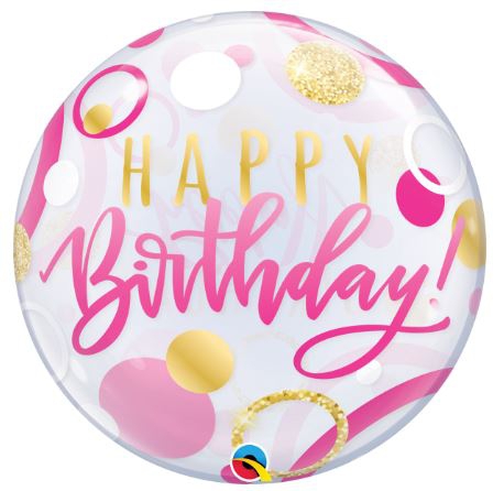 Bubble Ballon "Happy Birthday" Dots 56cm