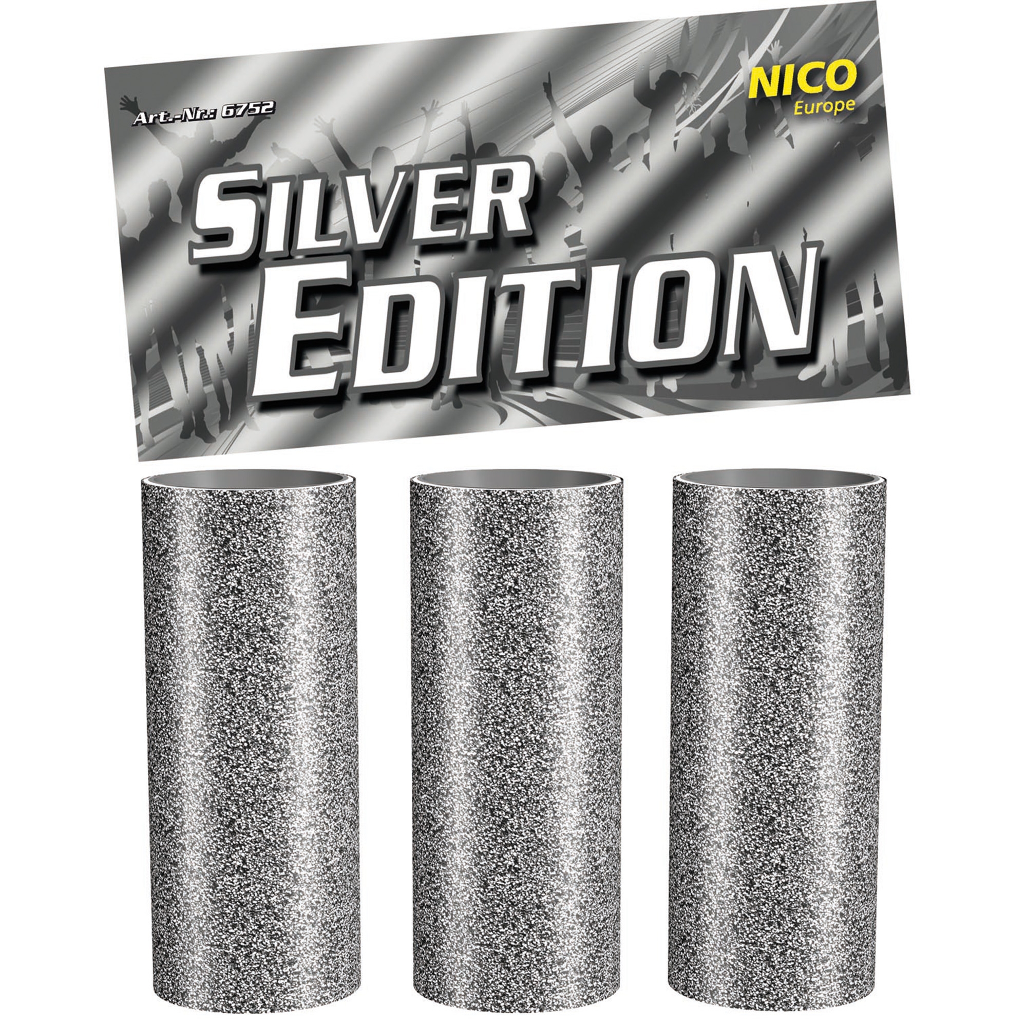 85e324e69d716a0fc754d9e8a89fda9895b63b2a 3 Silberne Glitzer Tischbomben