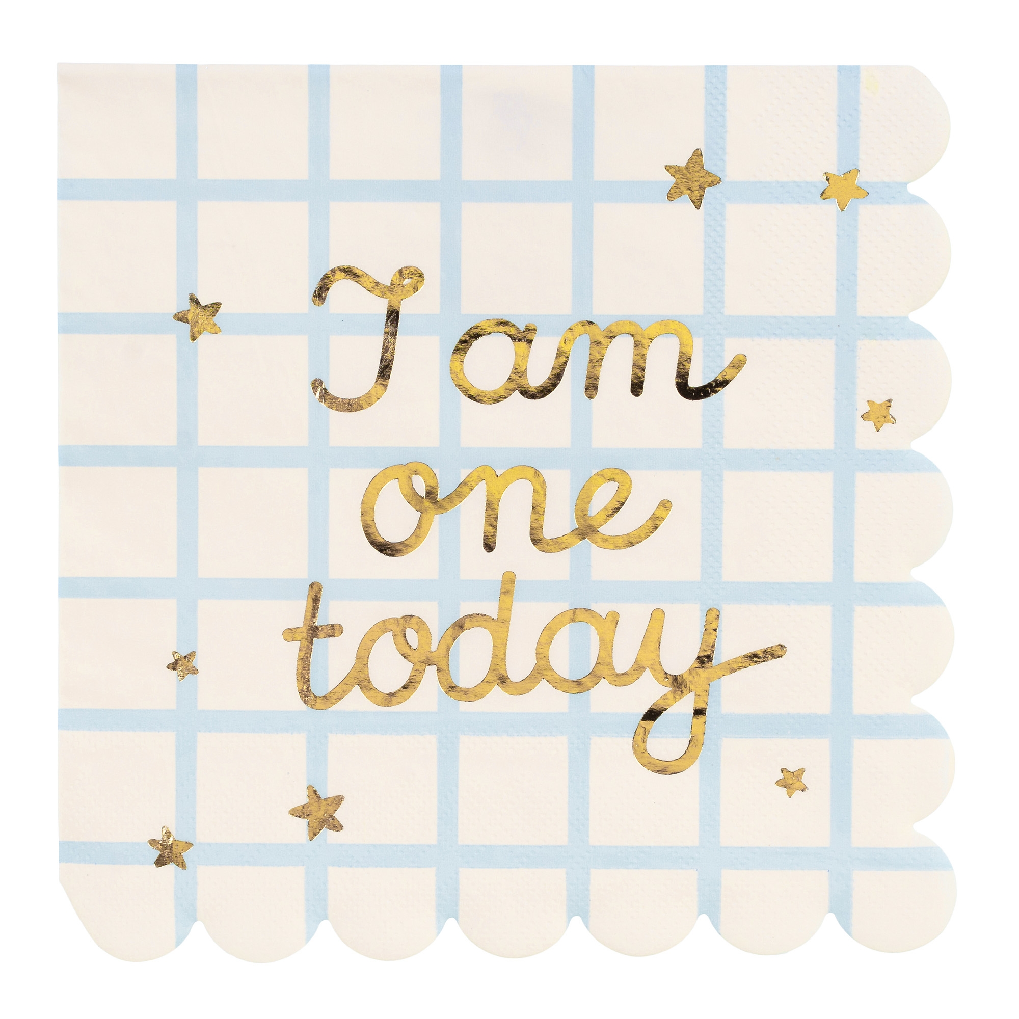 12 Servietten "I am one today" Text, Handschrift