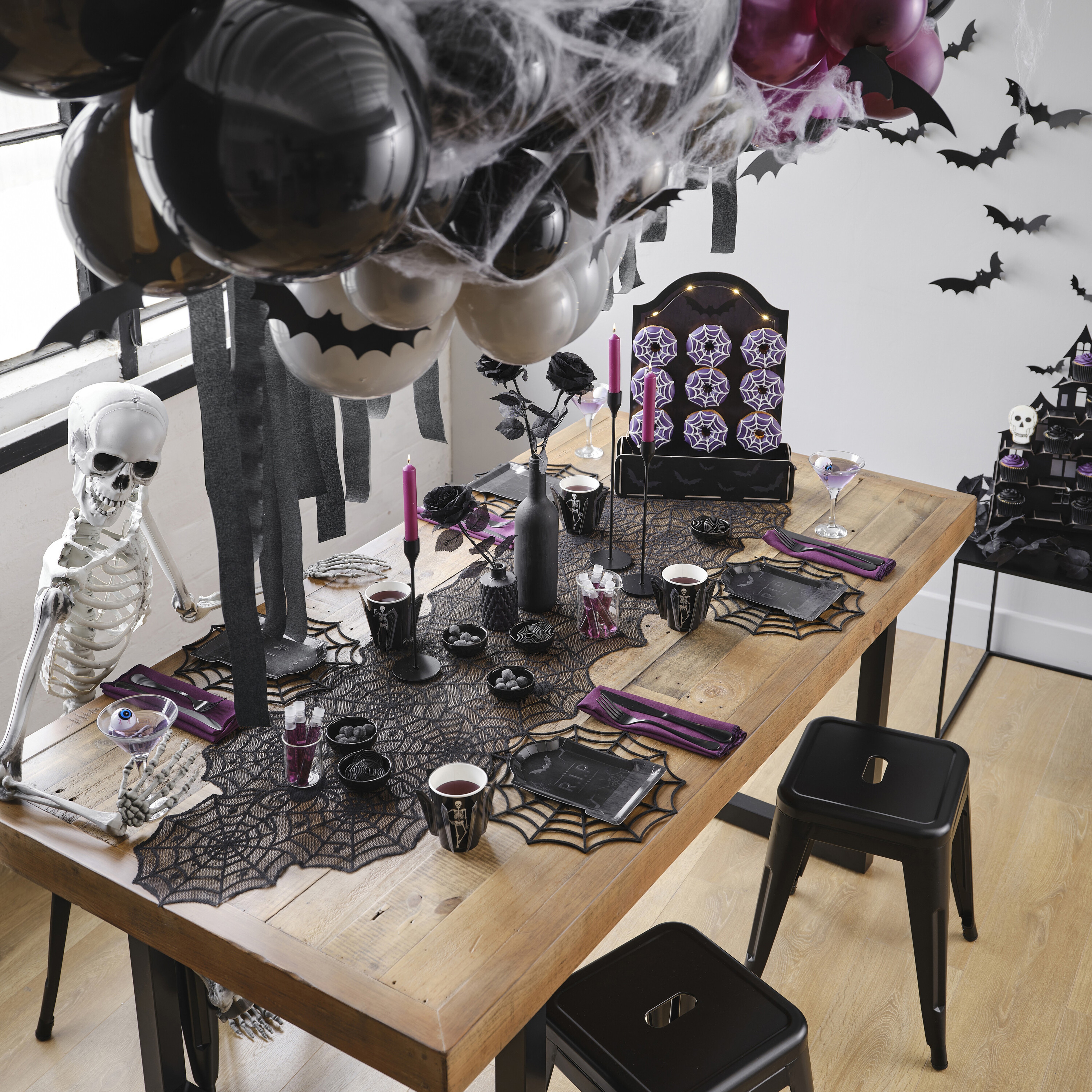 Halloween Tischsets mit Spinnennetz