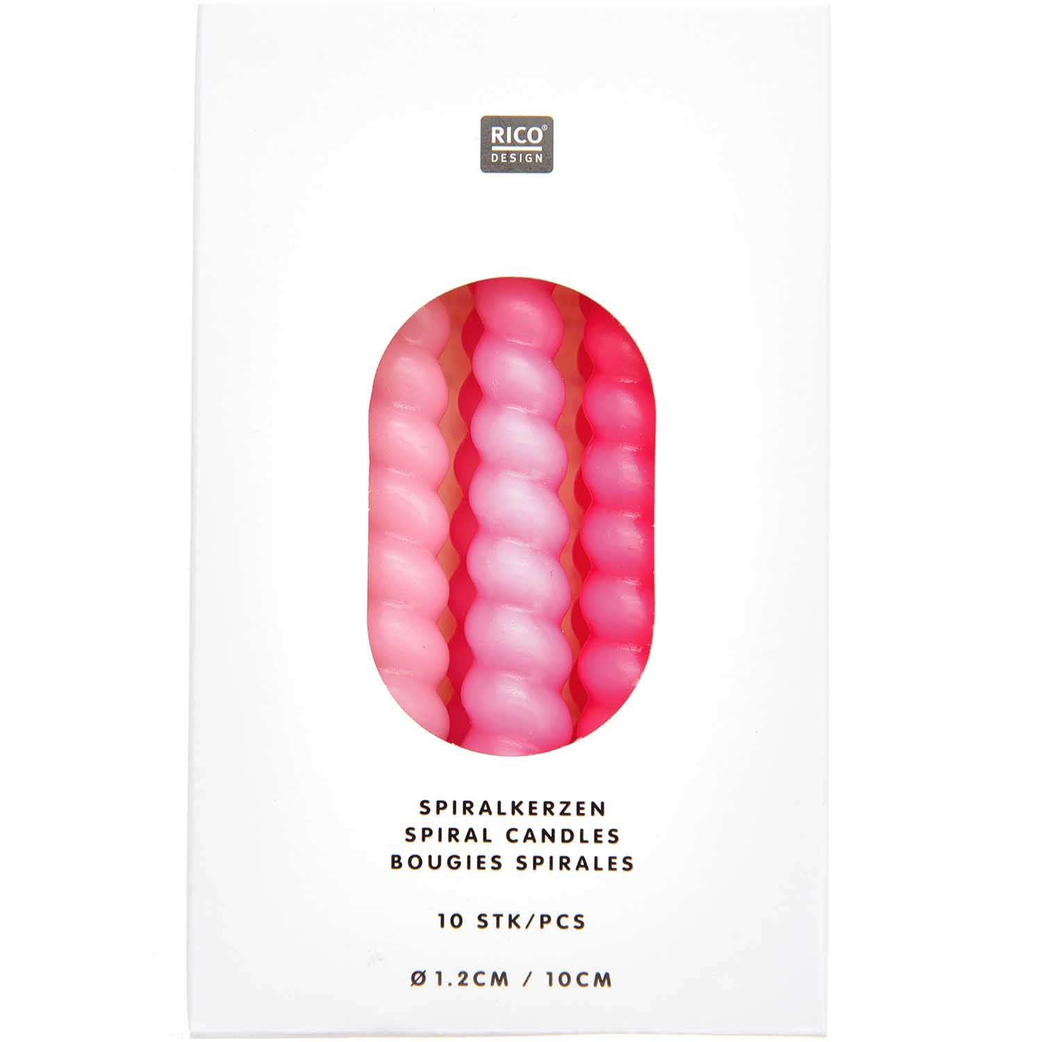 10 Spiralkerzen für den Kuchen - Pink Mix je Ø 1,2cm