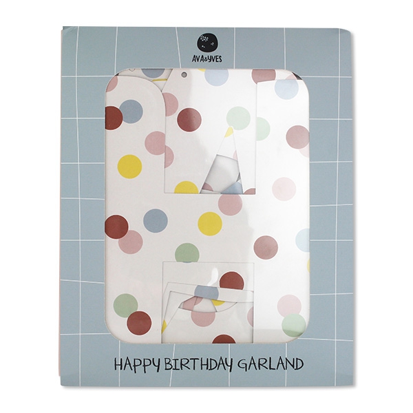 Girlande "Happy Birthday", bunte Punkte Girlande "Happy Birthday", bunte Punkte