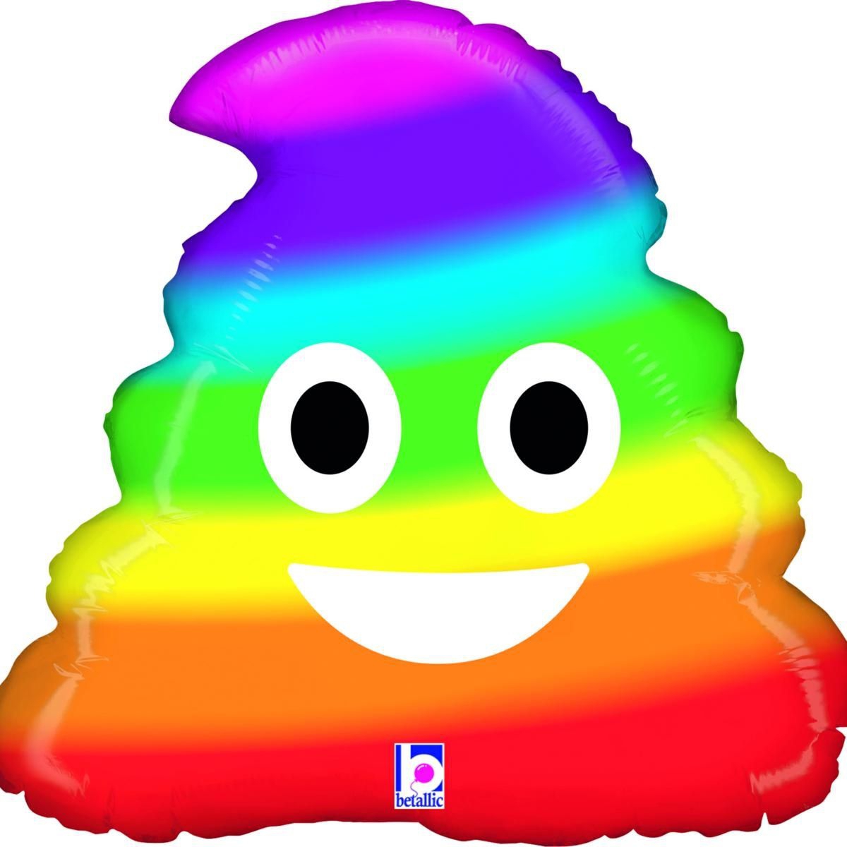 Folienballon Emoji "Regenbogen Pups", ca. 51 cm