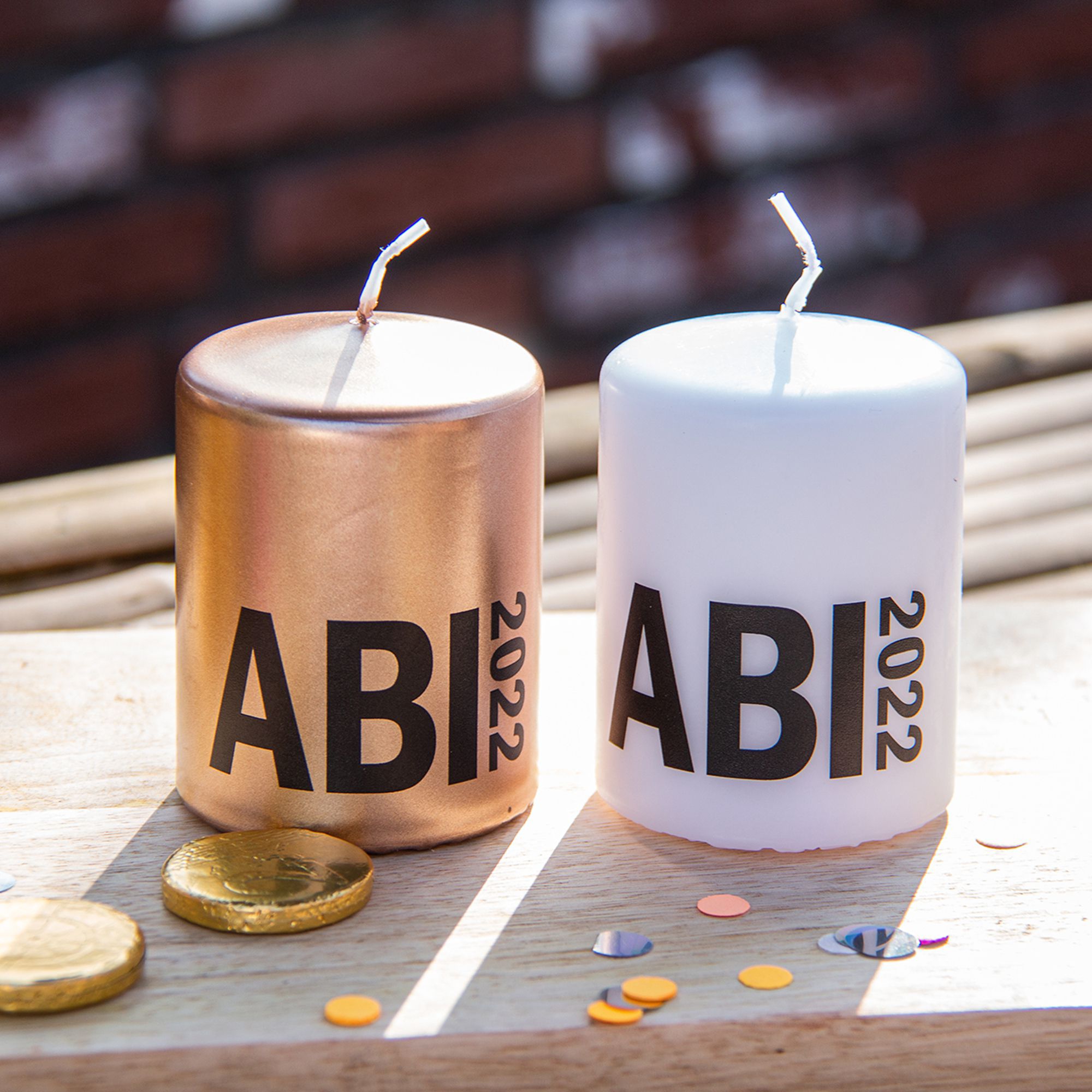 Goodtimes Stumpenkerze Roségold "ABI 2025"