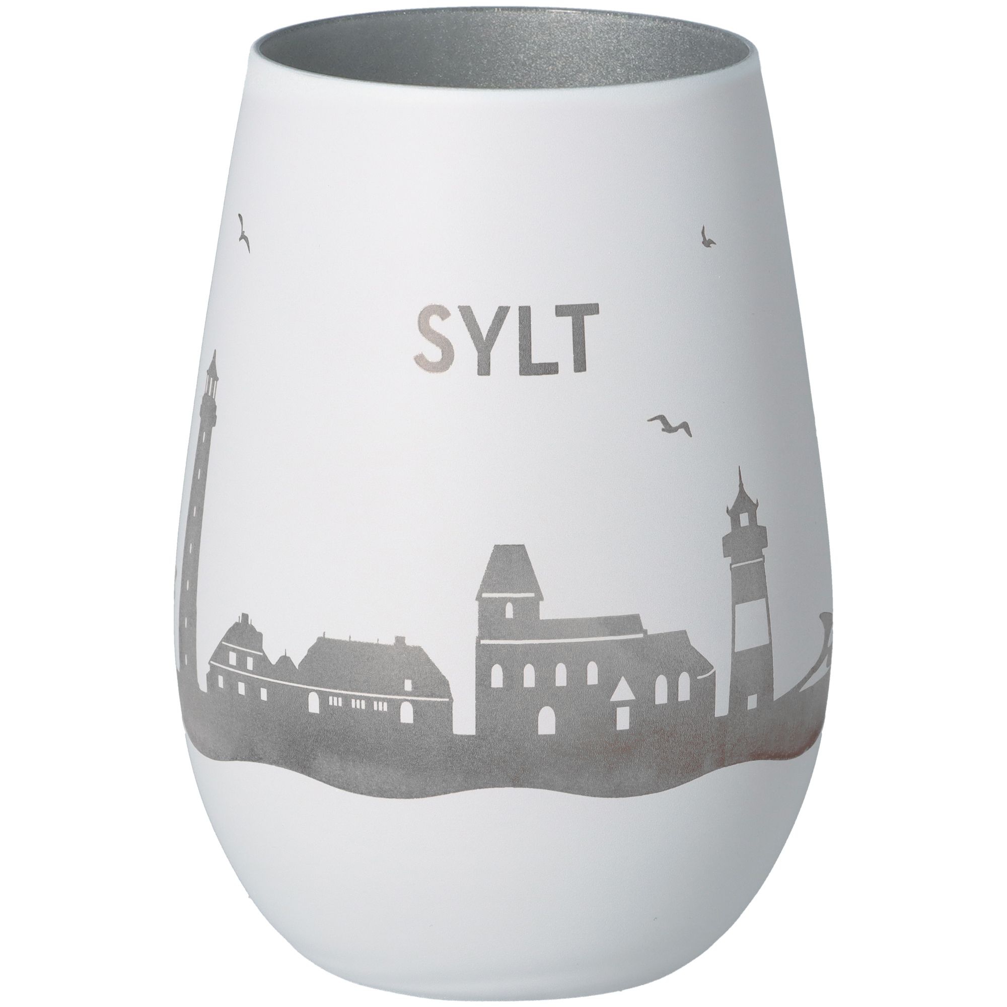 Windlicht Skyline Sylt Weiß/Silber Windlicht Skyline Sylt Weiß/Silber