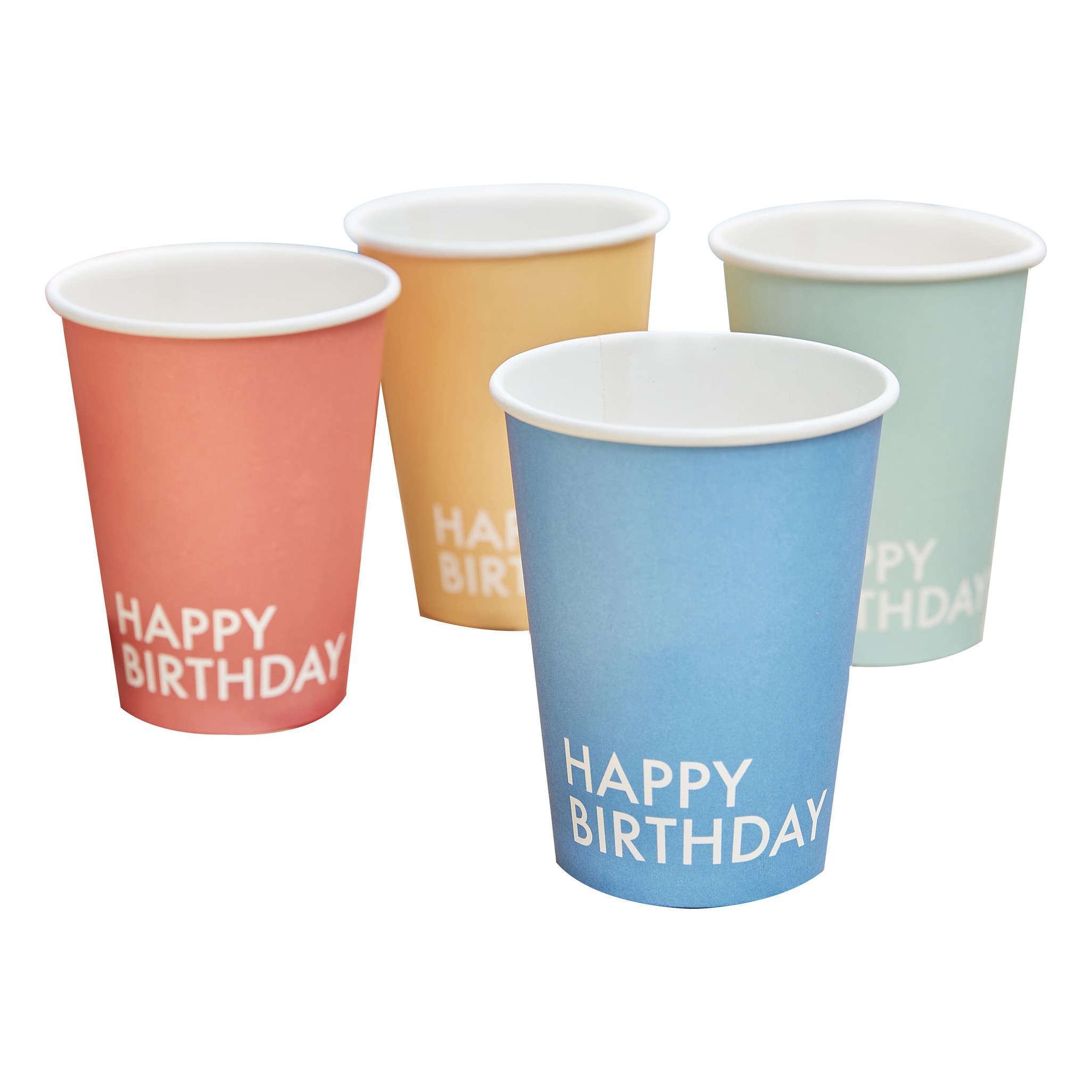 8 Pappbecher "Happy Birthday" Bunt 100% umweltfreundlich