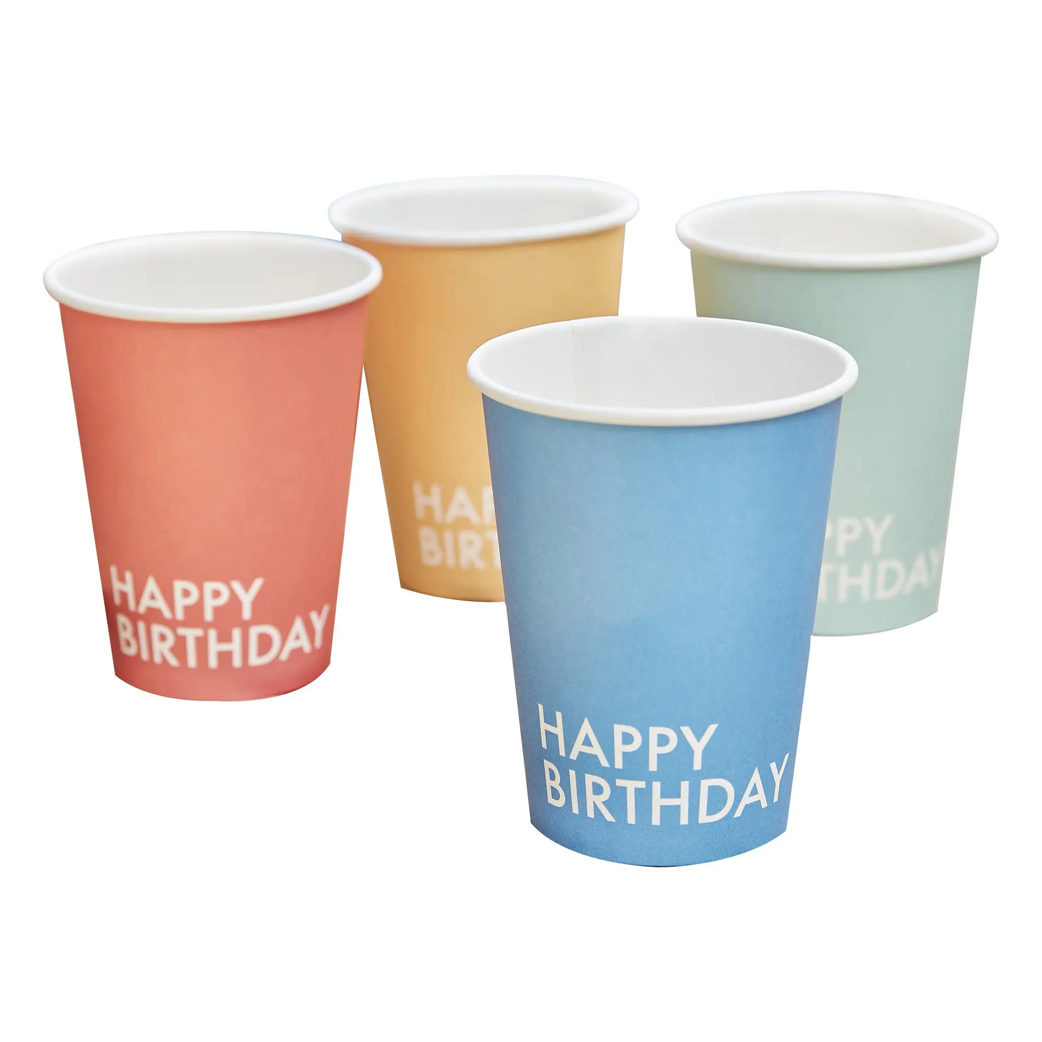 8 Pappbecher "Happy Birthday" Bunt 100% umweltfreundlich