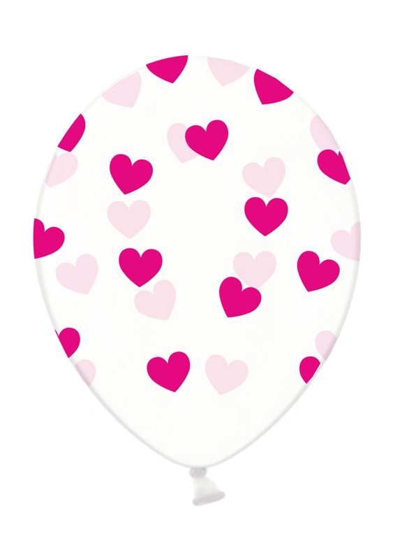 Latexballon Transparent Pink Herzen Ø 30cm