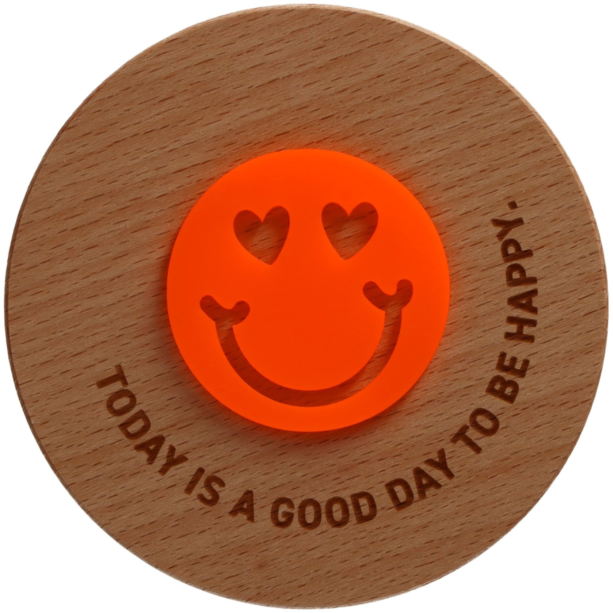 Geschenkglas "GOOD DAY" Neonorange Abzeichen, Logo, Symbol