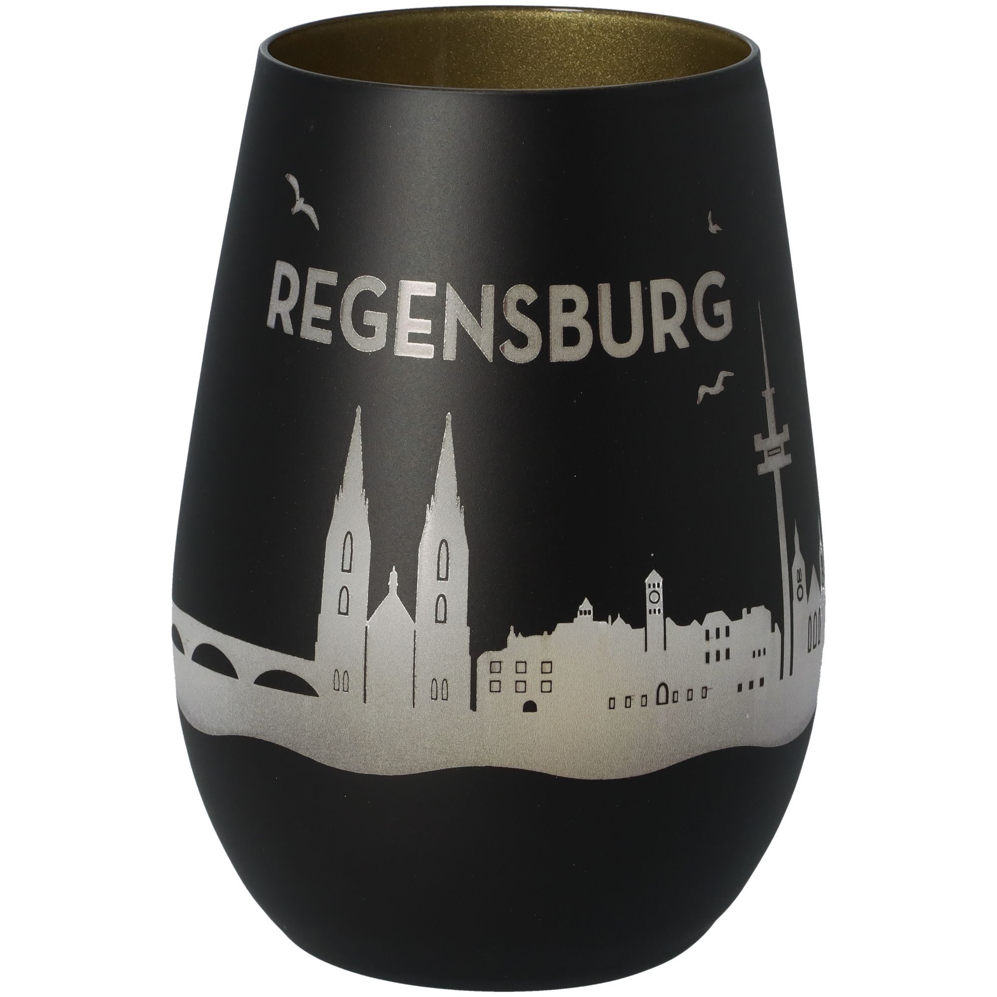 Windlicht Skyline Regensburg Schwarz/Gold Windlicht Skyline Regensburg Schwarz/Gold