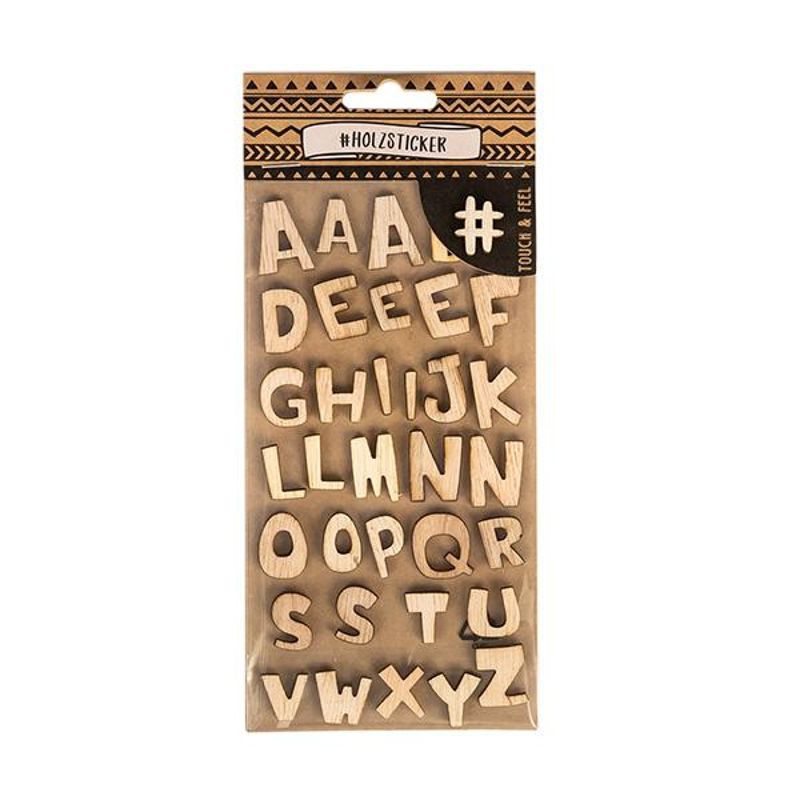 Holzsticker Buchstaben, 35 Stück