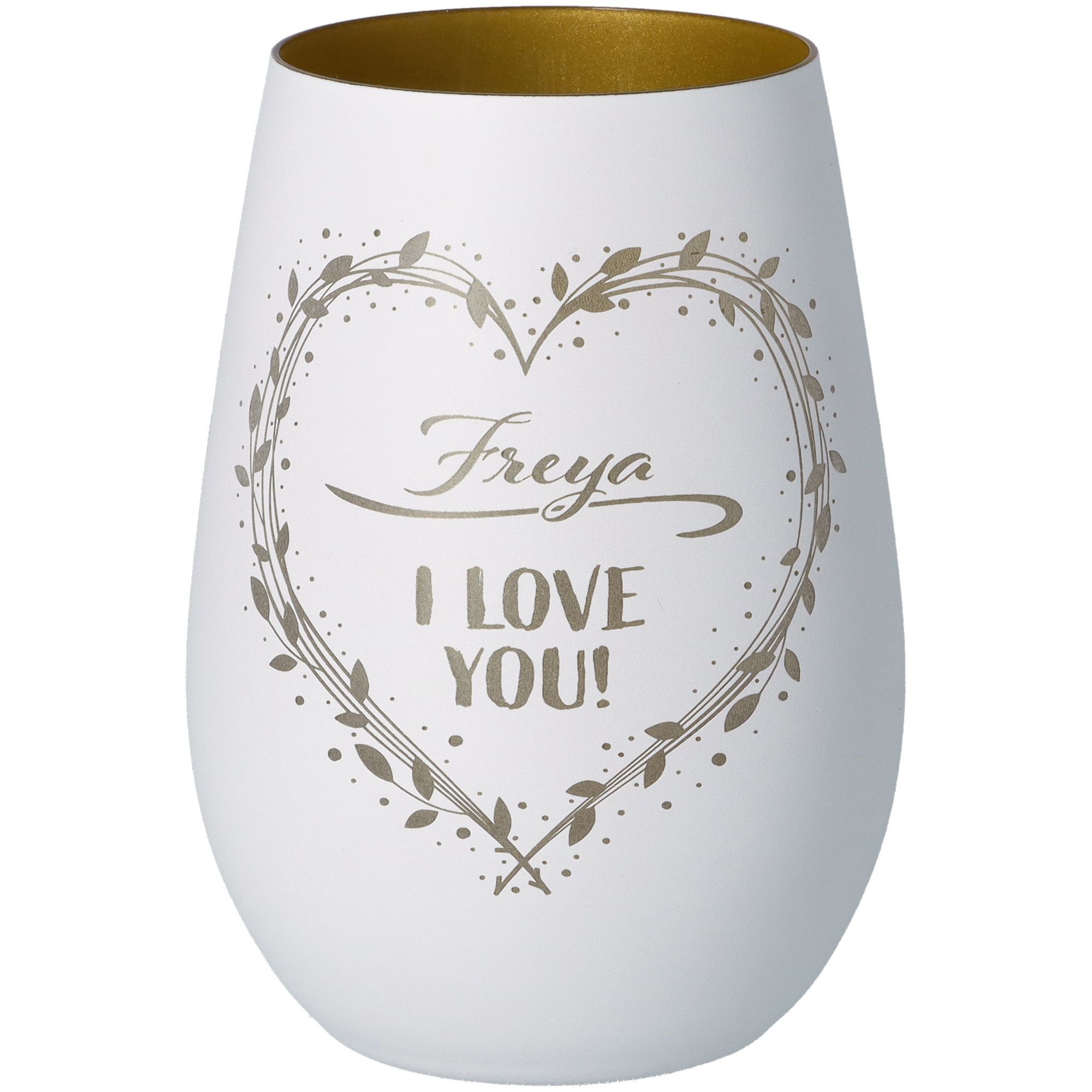 Windlicht I love you "Name" Weiß/Gold Windlicht I love you "Name" Weiß/Gold