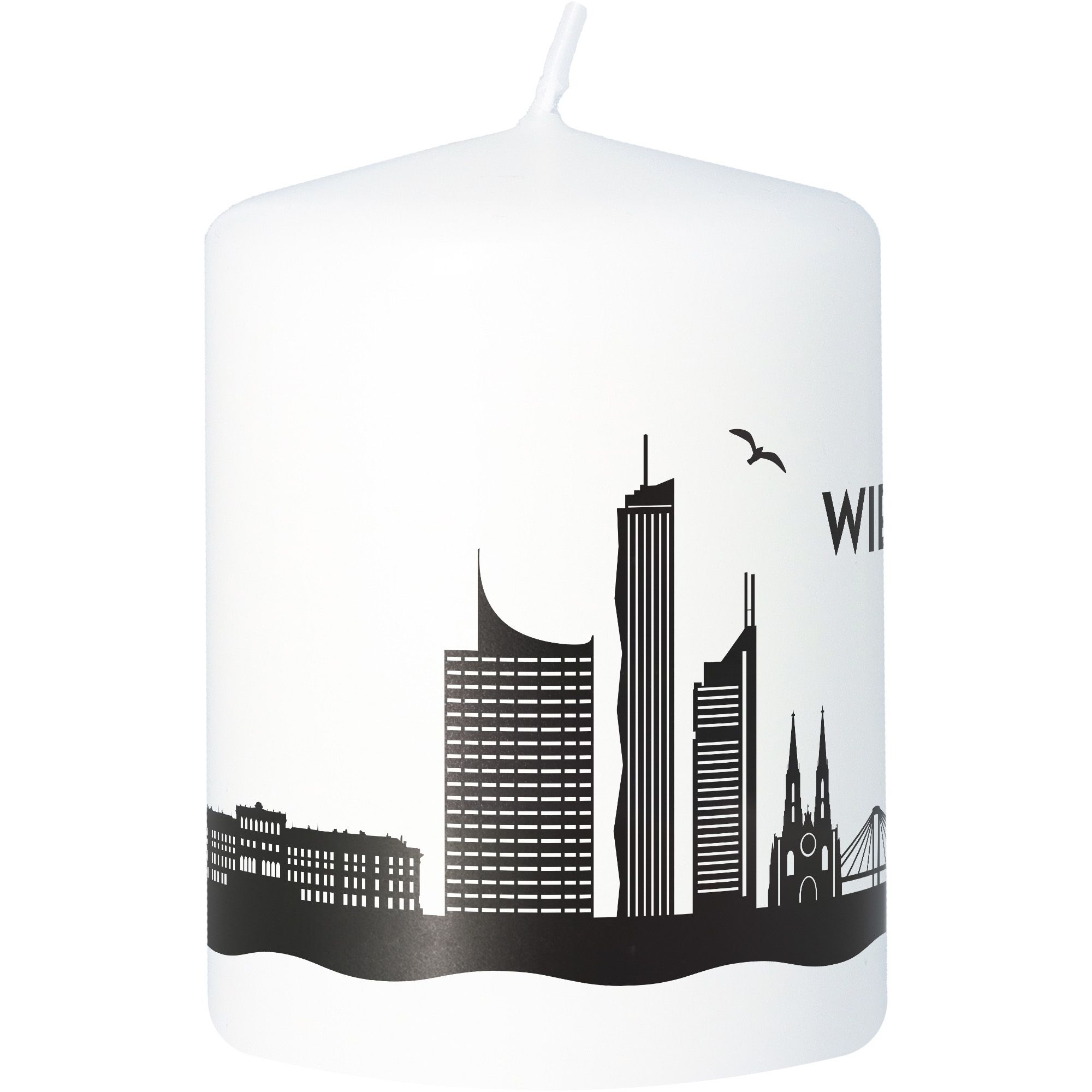 Stumpenkerze Skyline Wien Weiß Stumpenkerze Skyline Wien Weiß