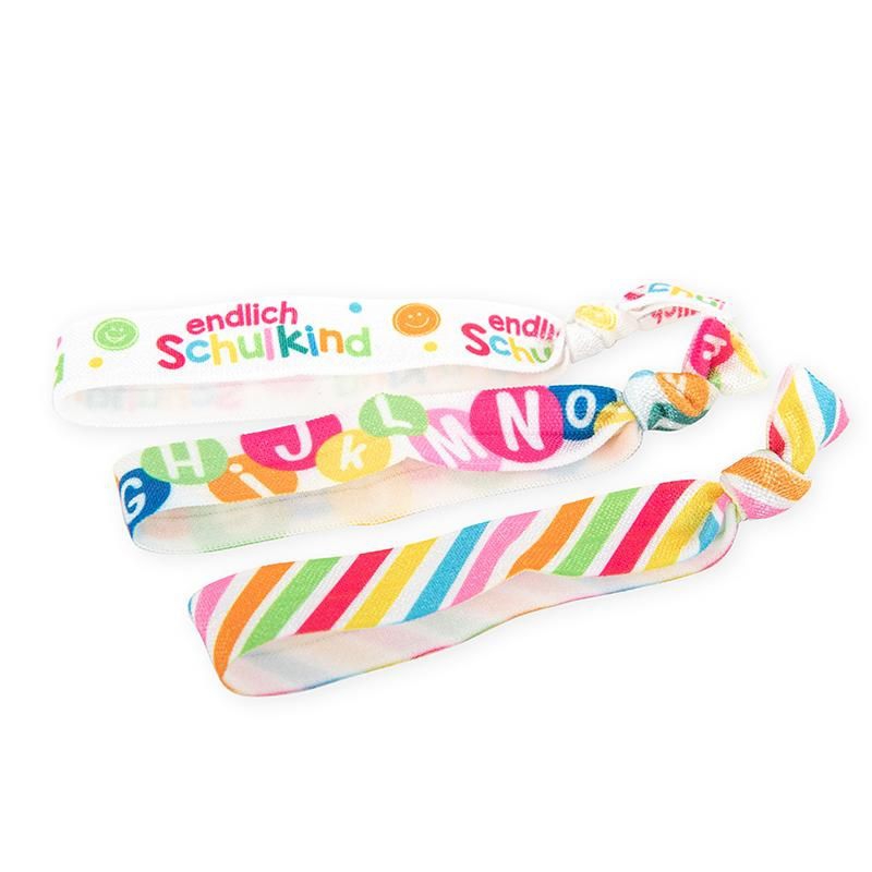 3er Set Haargummis und Armbänder zur Einschulung 3er Set Haargummis und Armbänder zur Einschulung