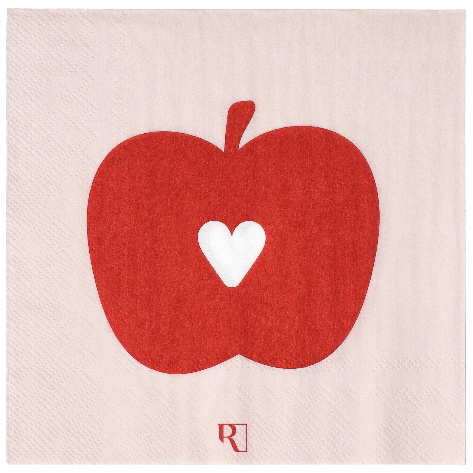 papierserviette, serviette, apfelmotiv, rotefarbe, herz