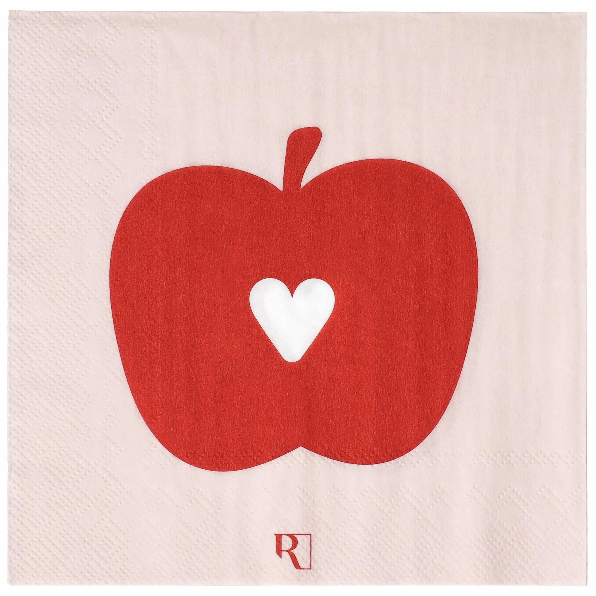 papierserviette, serviette, apfelmotiv, rotefarbe, herz