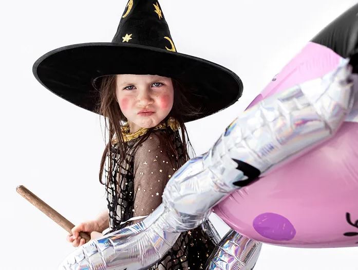 Hexenhut glänzend mit Mond & Sternen Hexenhut glänzend mit Mond & Sternen