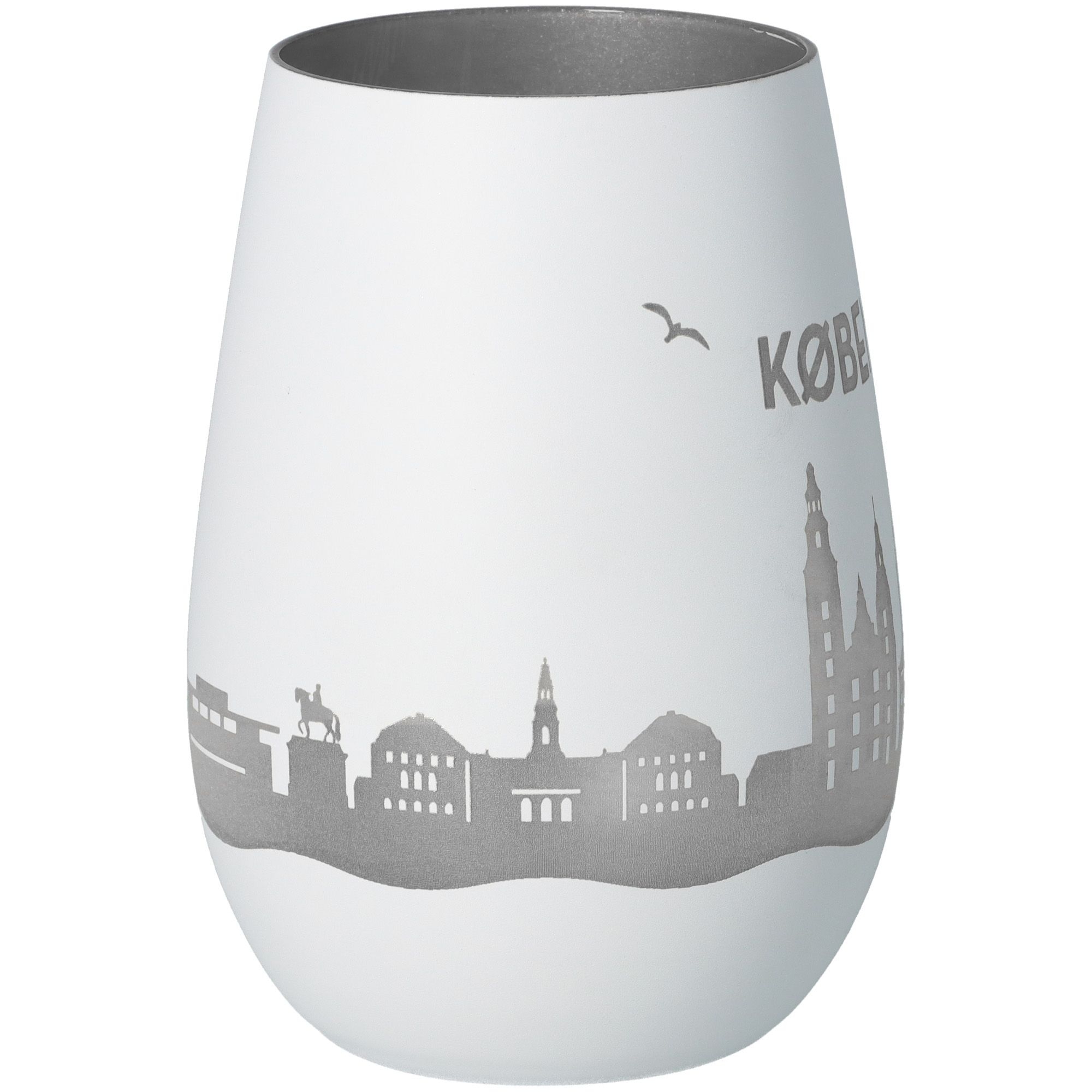 Windlicht Skyline Kopenhagen Weiß/Silber Töpferei, Krug, Vase, Glas, Porzellan