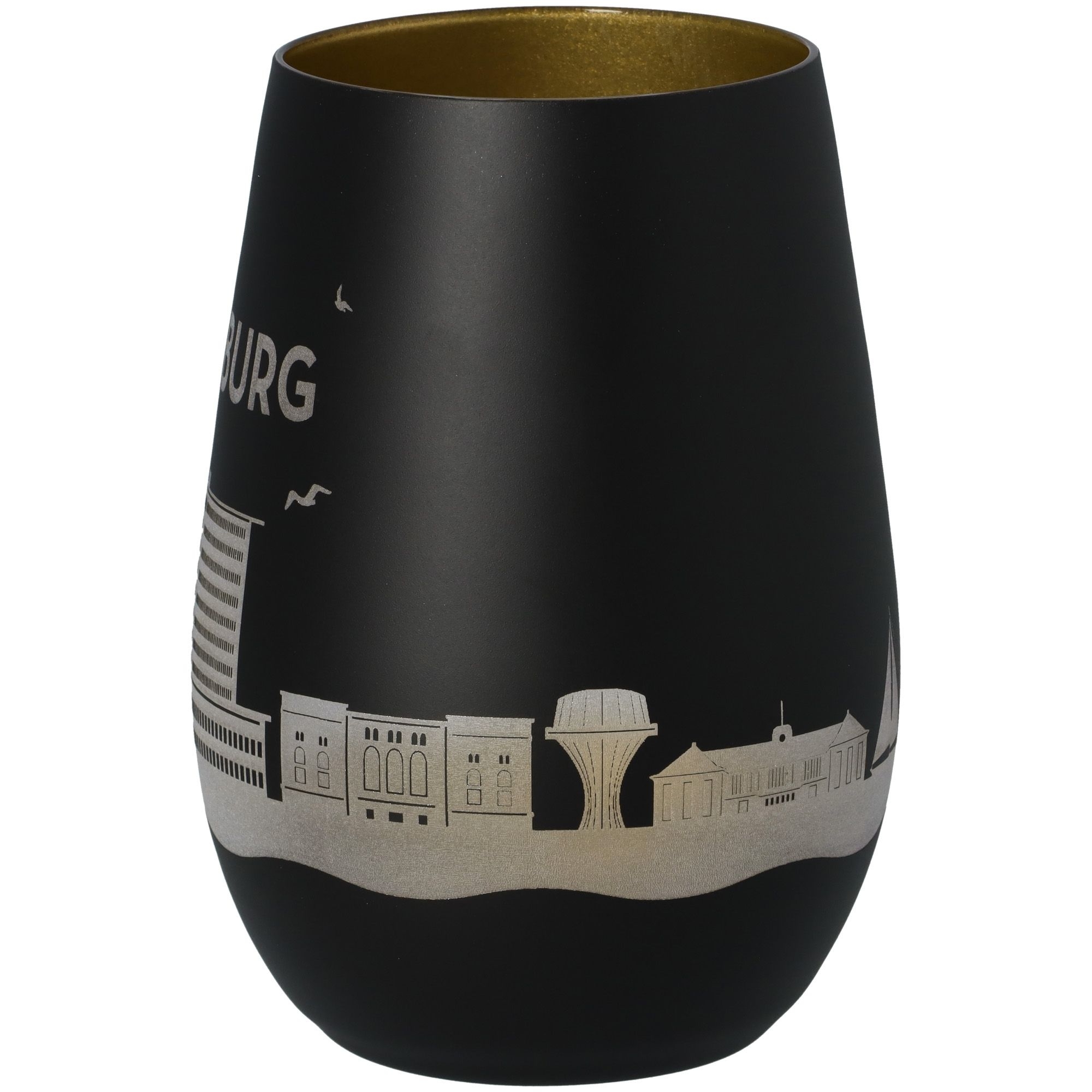 Windlicht Skyline Flensburg Schwarz/Gold Windlicht Skyline Flensburg Schwarz/Gold