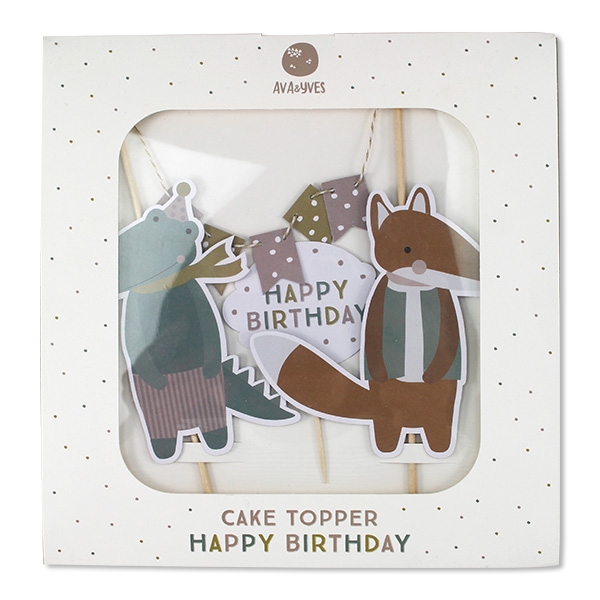 Happy Birthday Tortendeko "Fuchs & Krokodil"