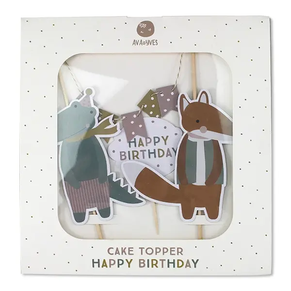 Happy Birthday Tortendeko "Fuchs & Krokodil"