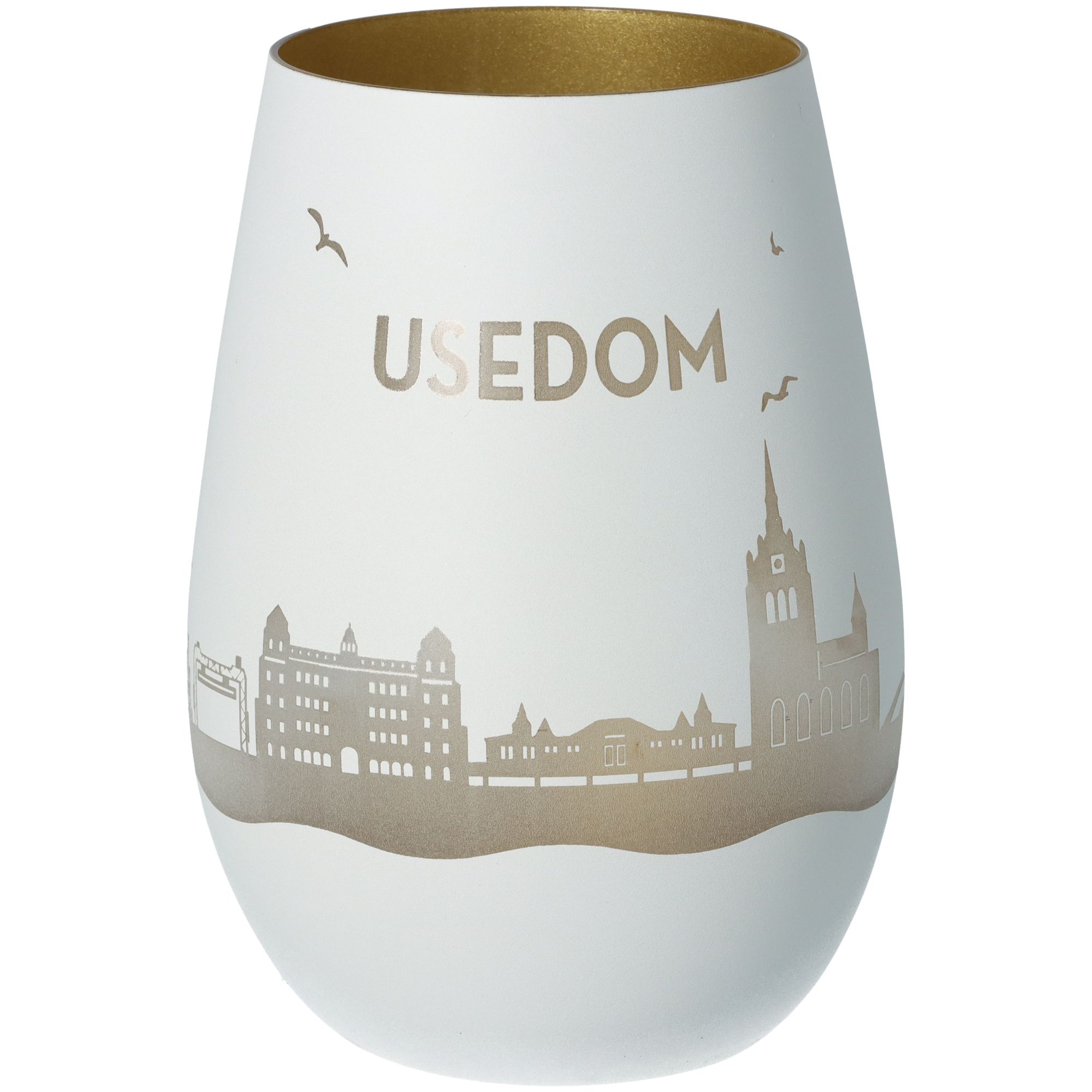 Windlicht Skyline Usedom Weiß/Gold Windlicht Skyline Usedom Weiß/Gold
