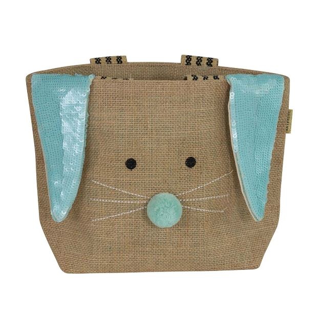 Geschenktasche aus Jute "Hase", Blau