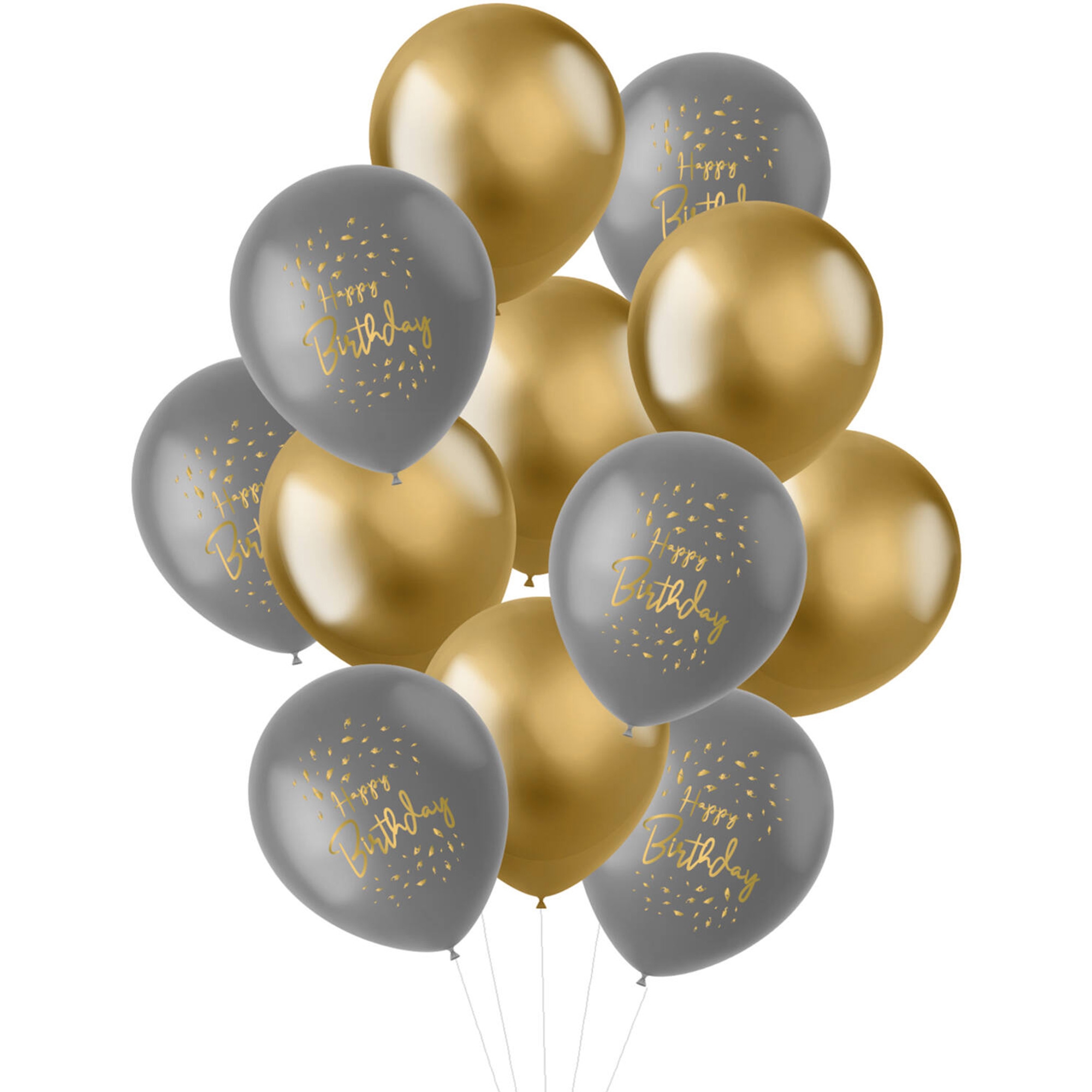 12 Latexballons im Set "Happy Birthday" Golden Dawn Ø 33cm Ballon