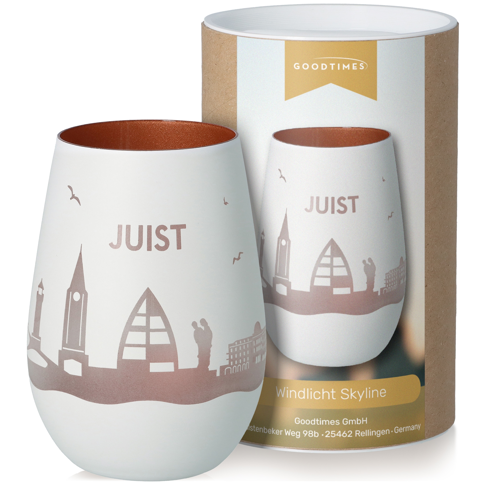 Windlicht Skyline Juist Weiß/Bronze Töpferei, Tasse, Krug, Kunst, Porzellan