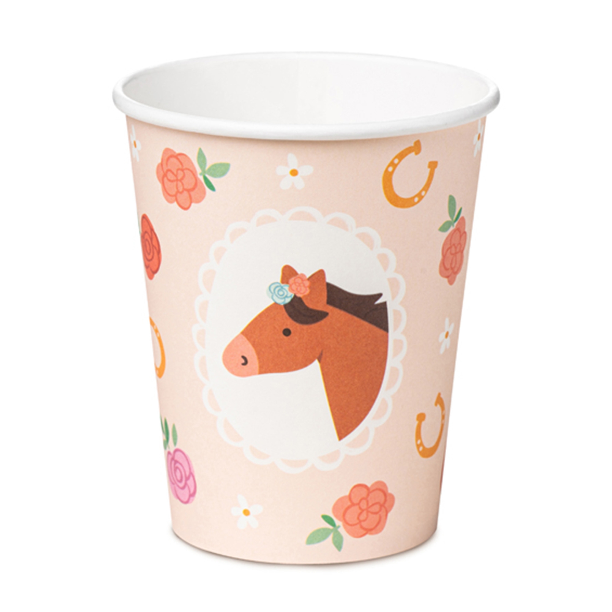 6 Pappbecher "Pferde" Pokal